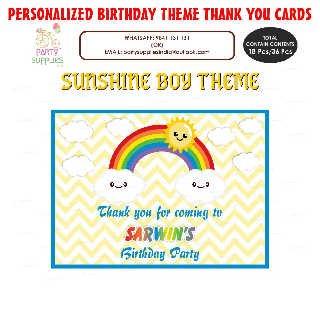 Sunshine Boy Theme Thank You Card