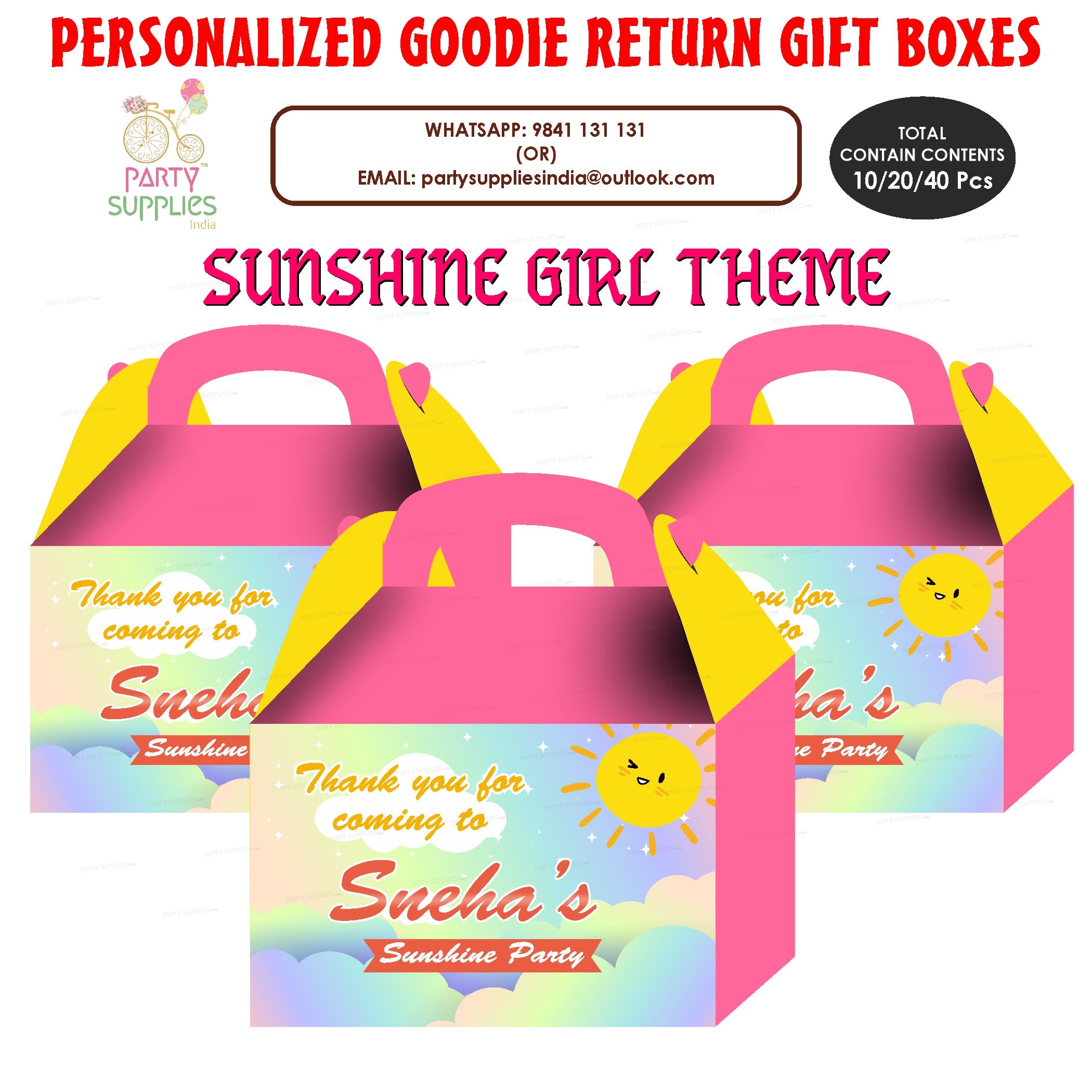 Sunshine Girl Theme Goodie Return Gift Boxes