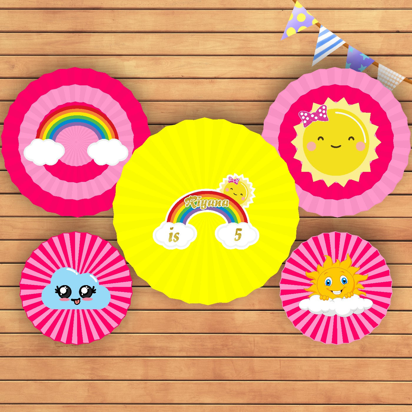 Sunshine Theme Girl Paper Fan