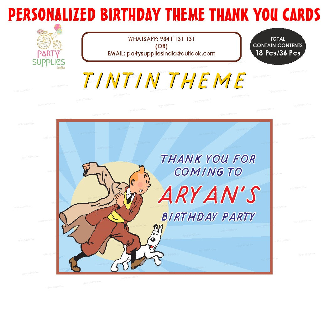 Tin Tin Theme Thank You Card