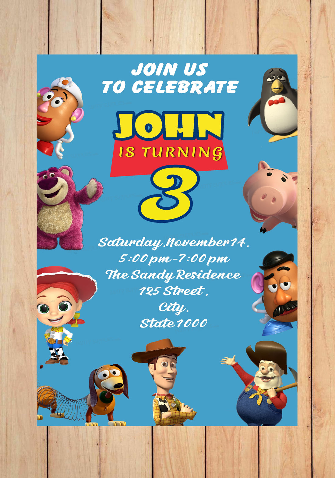 Toy Story Themes Customized Invite