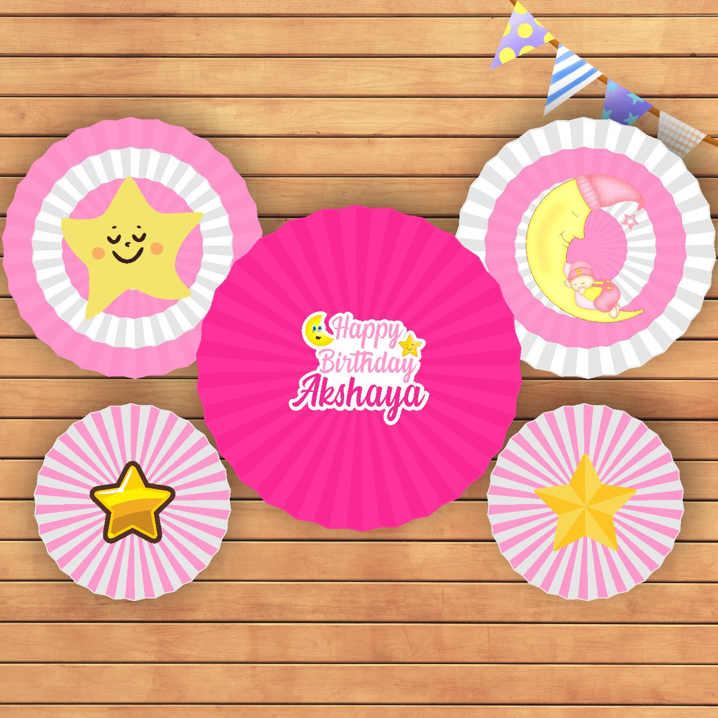 Twinkle Twinkle Little Star Girl Theme Paper Fan