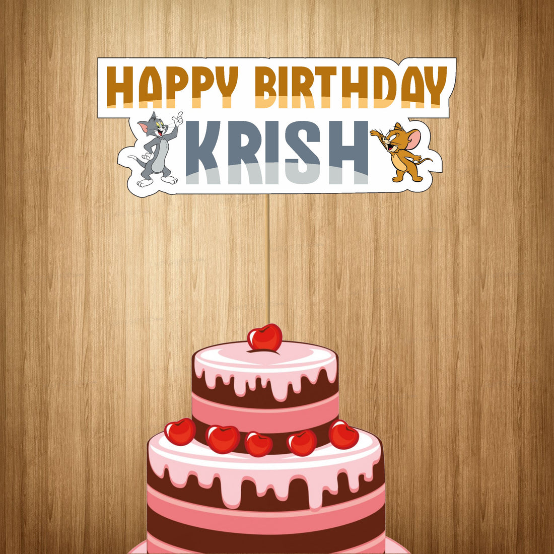 Tom & Jerry Theme Customized Cake Topper