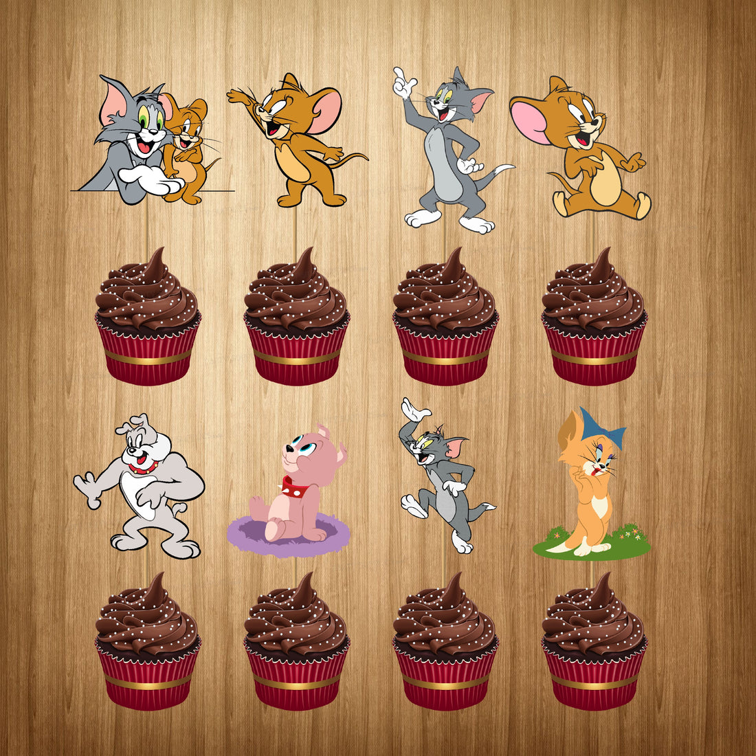 Tom & Jerry Theme Characters Cup Cake Topper