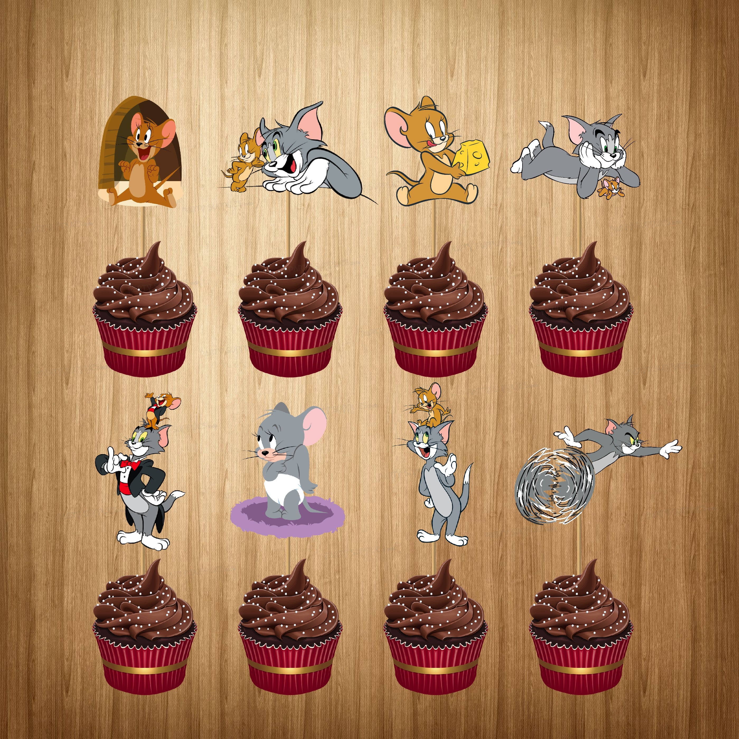 Tom & Jerry Theme Cup Cake Topper