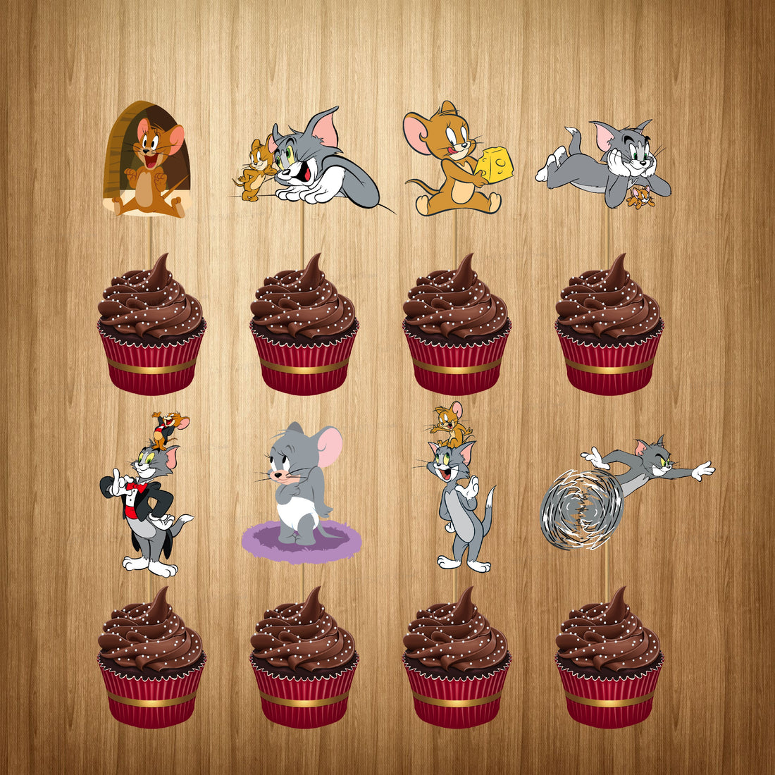 Tom & Jerry Theme Cup Cake Topper