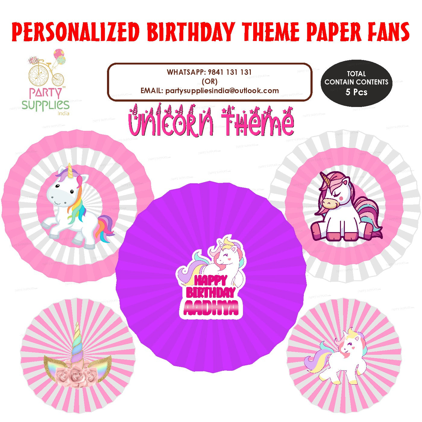 Unicorn Theme Paper Fan