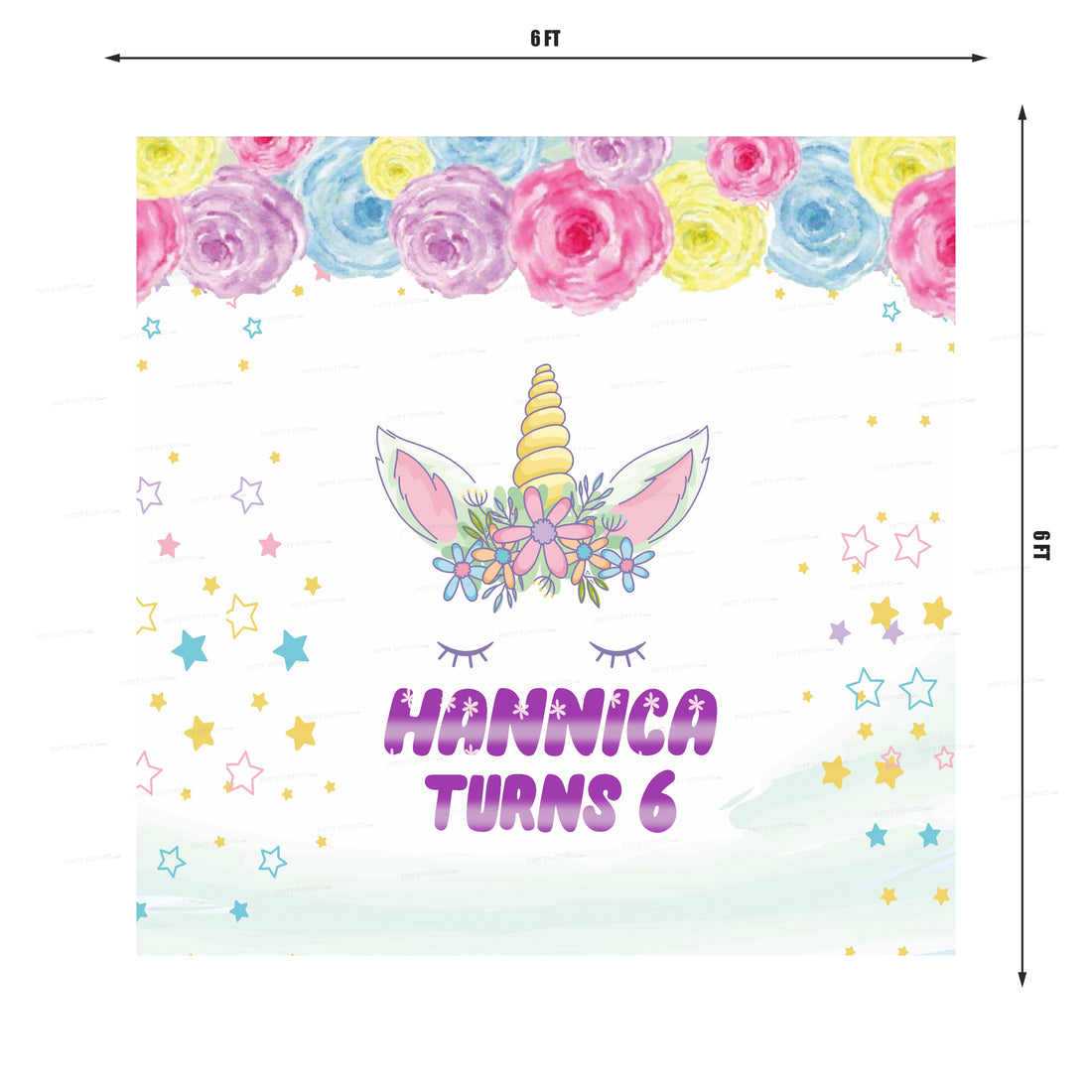 Unicorn Theme Personalized Square Backdrop