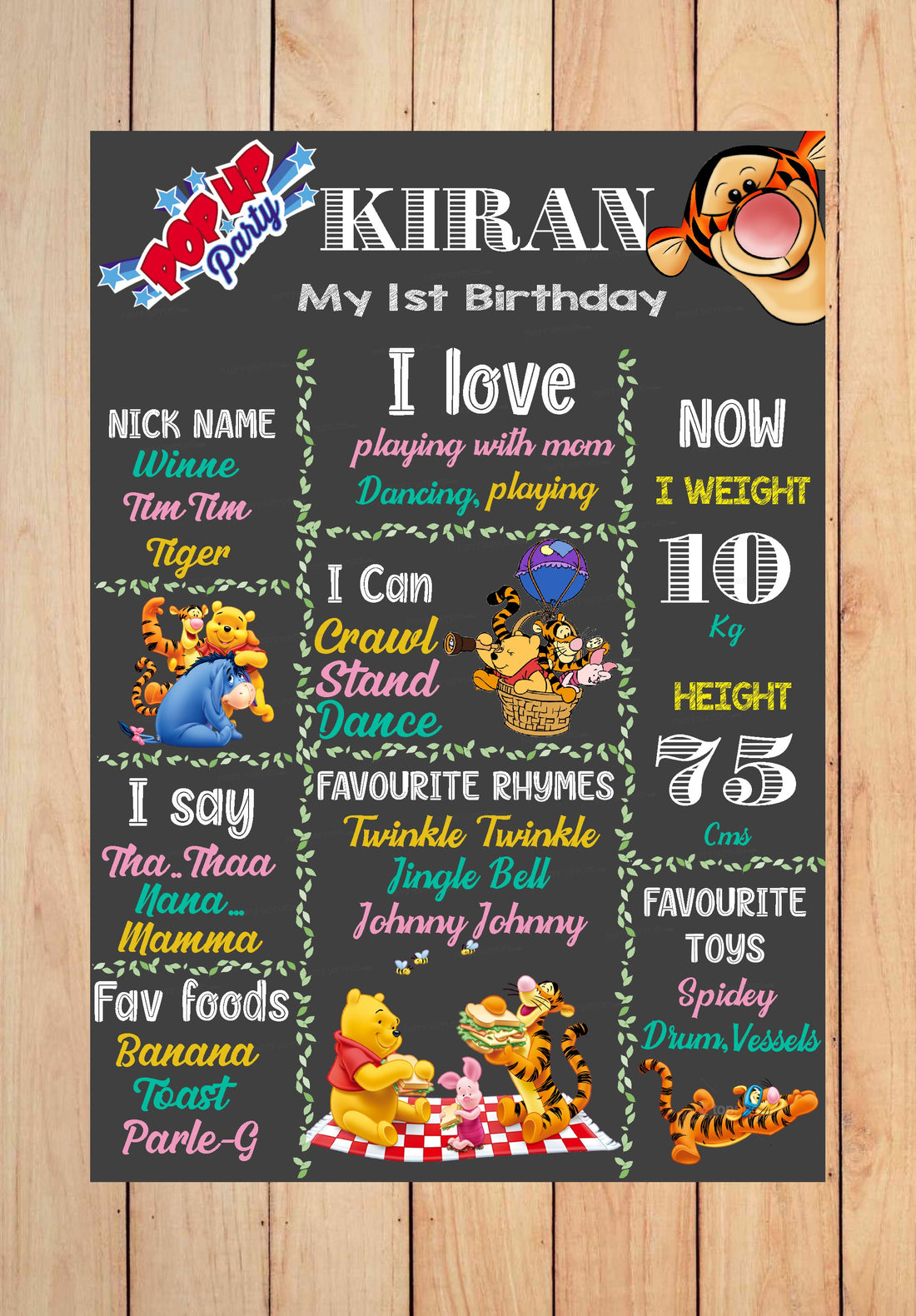 Winnie the Pooh Theme Chalk Board