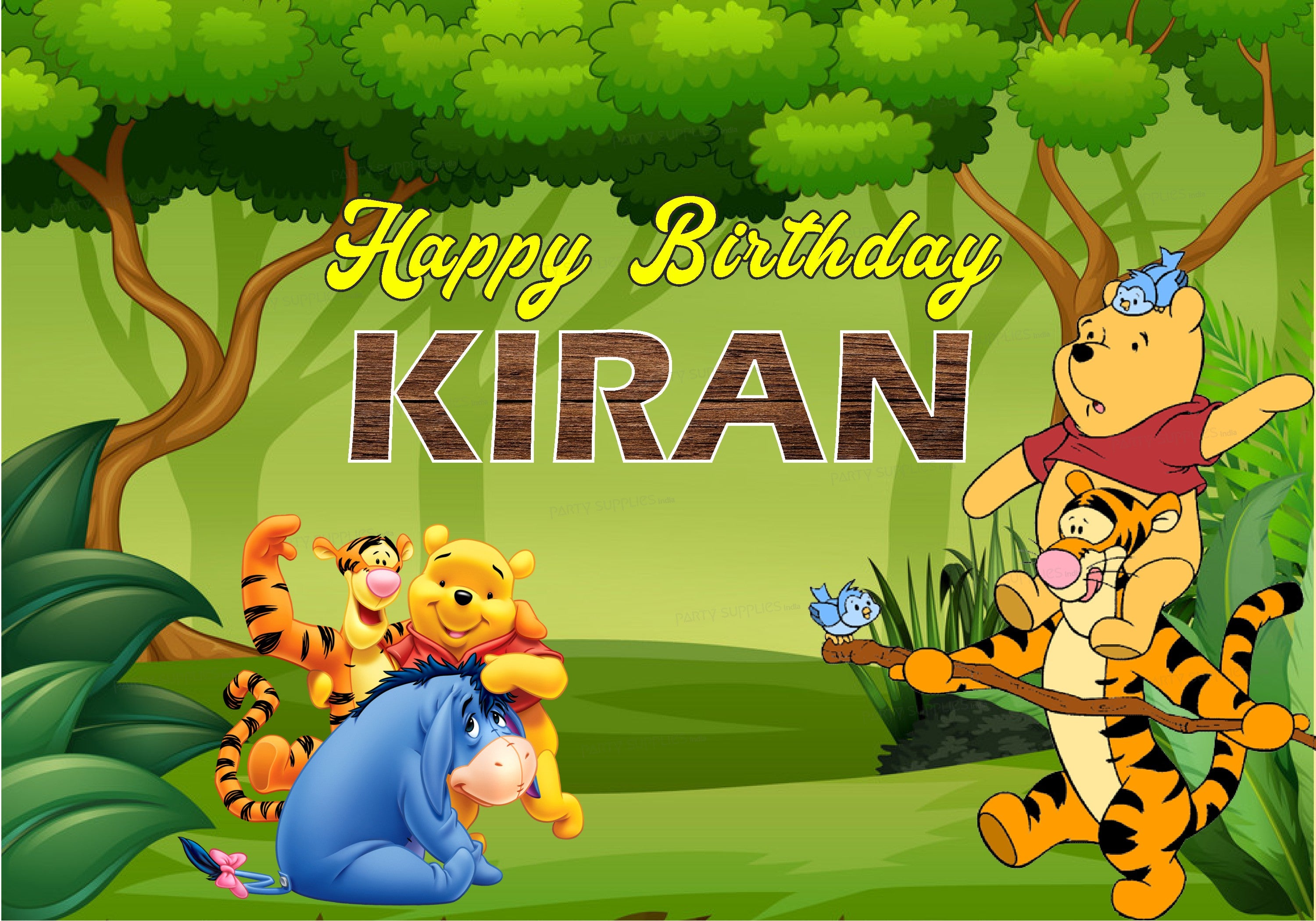 Winnie the Pooh Theme Personalized Backdrop