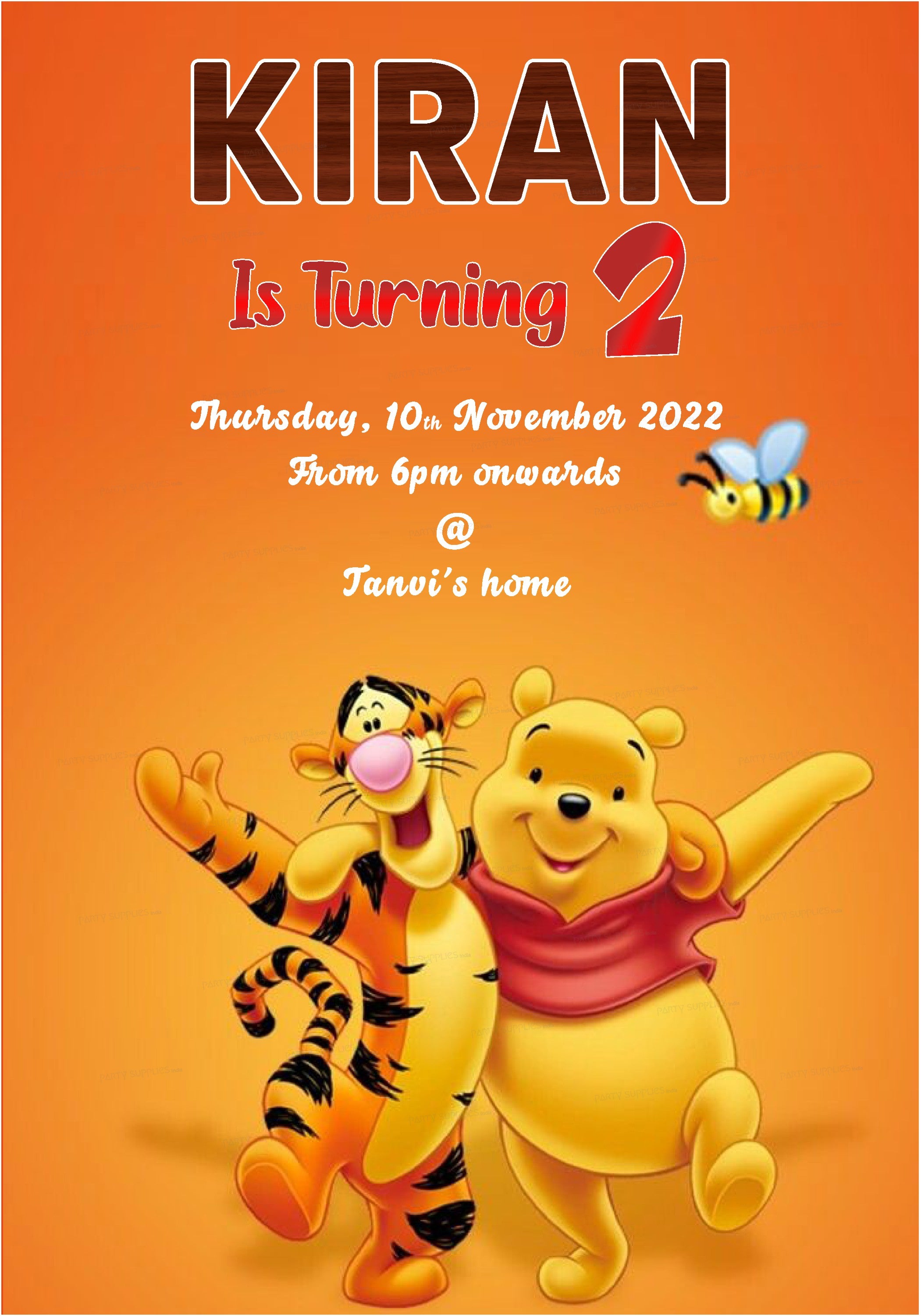 Winnie the Pooh Theme Invite