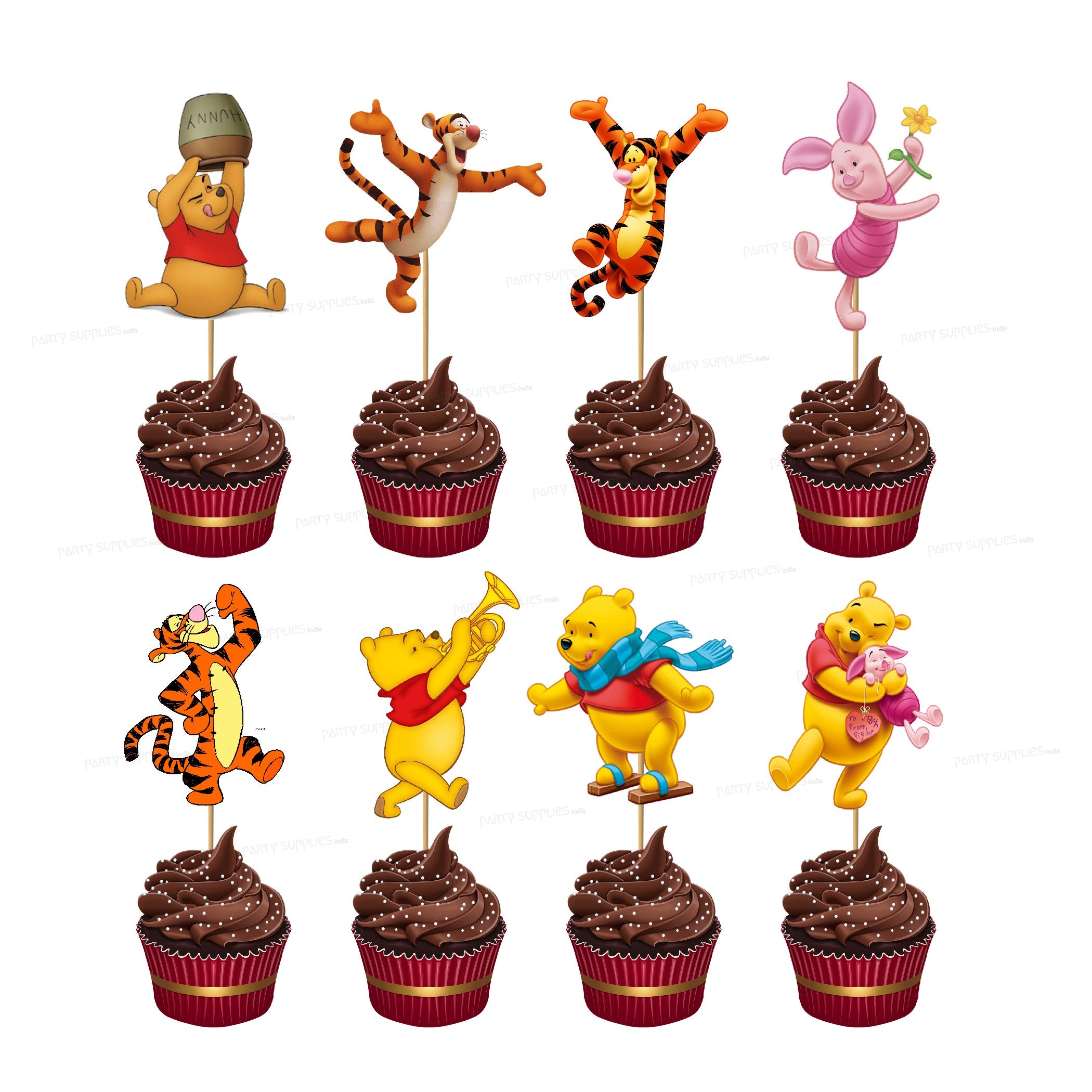 Winnie the Pooh Theme Cup Cake Topper