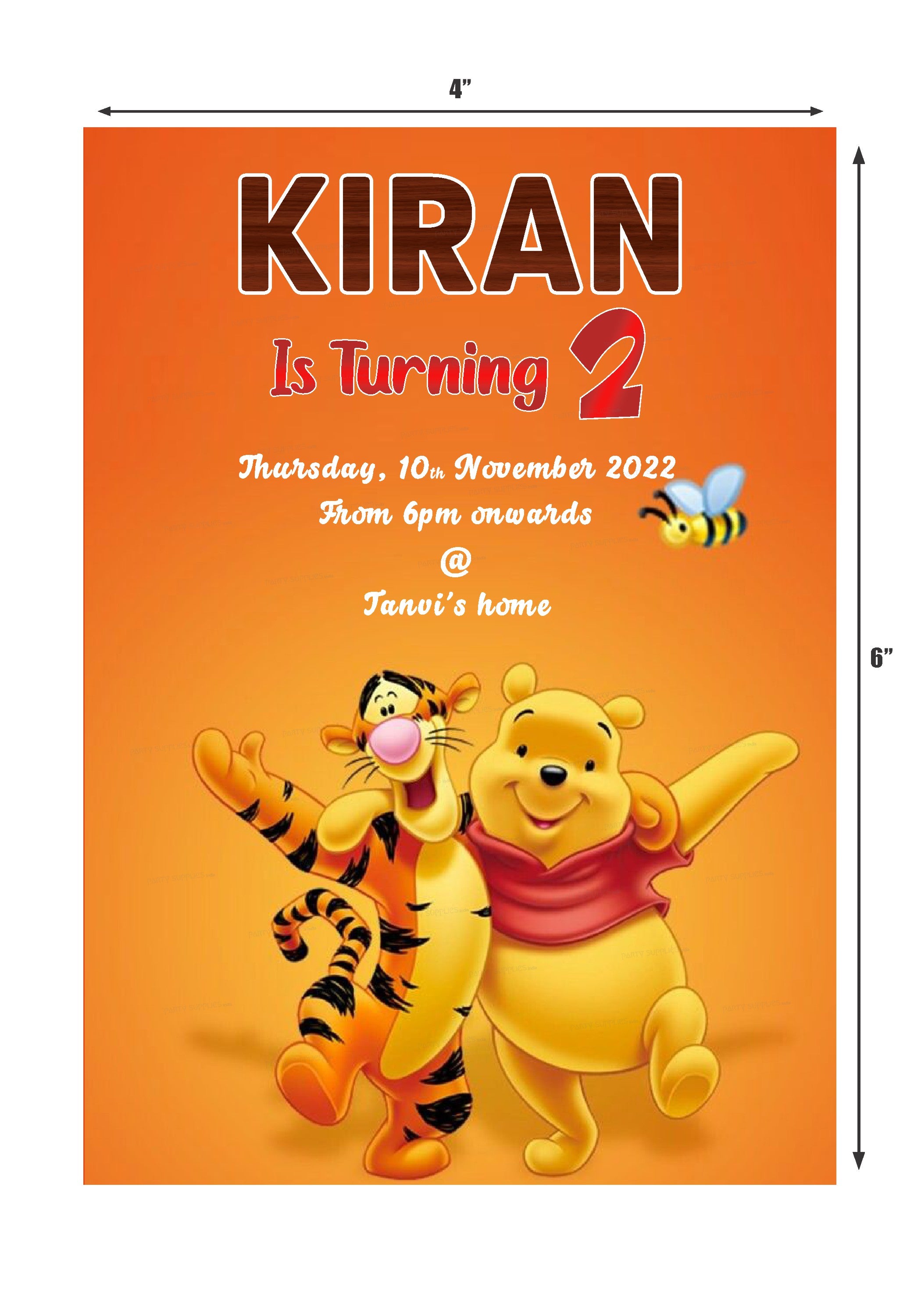 Winnie the Pooh Theme Invite