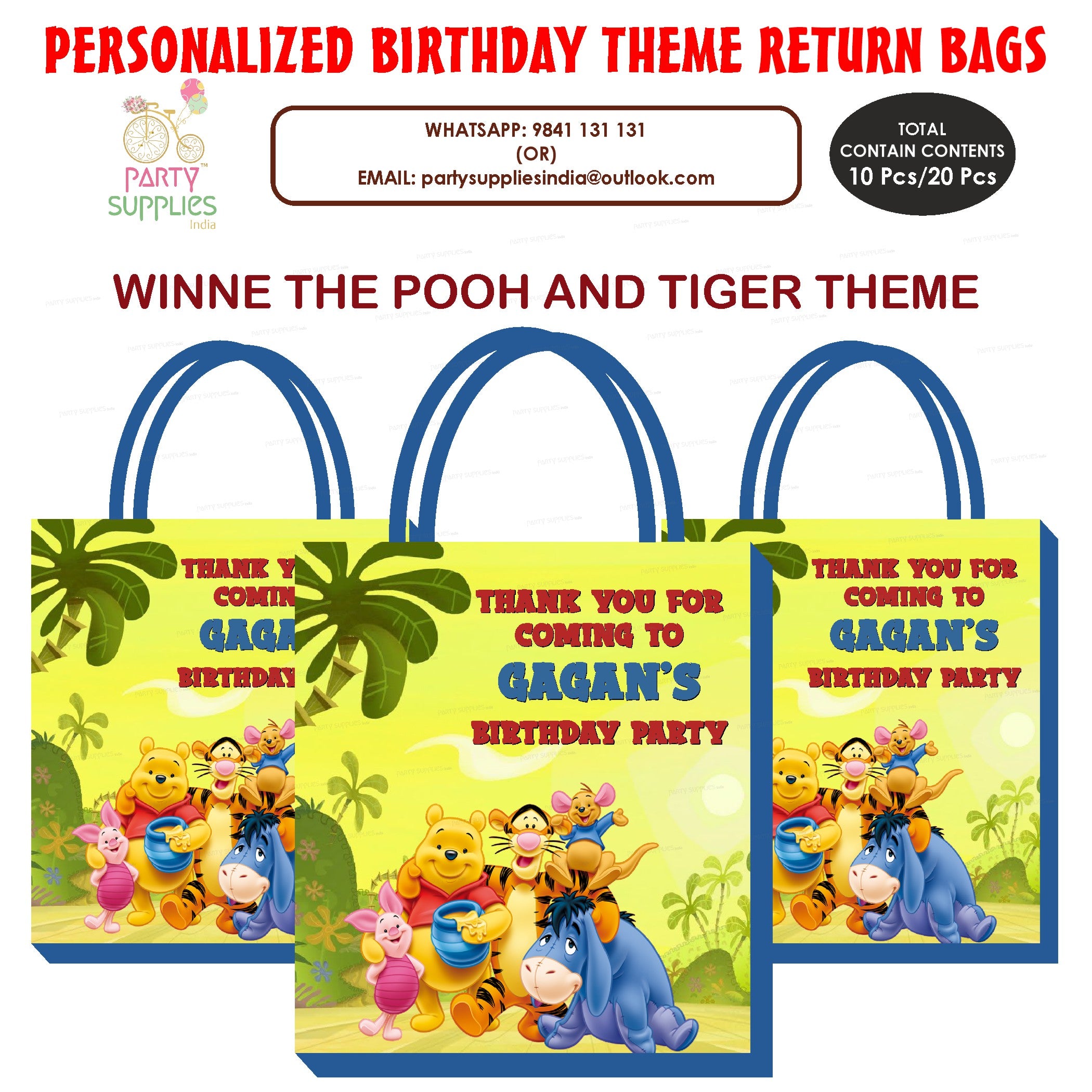 Winnie the Pooh Theme Return Gift Bag