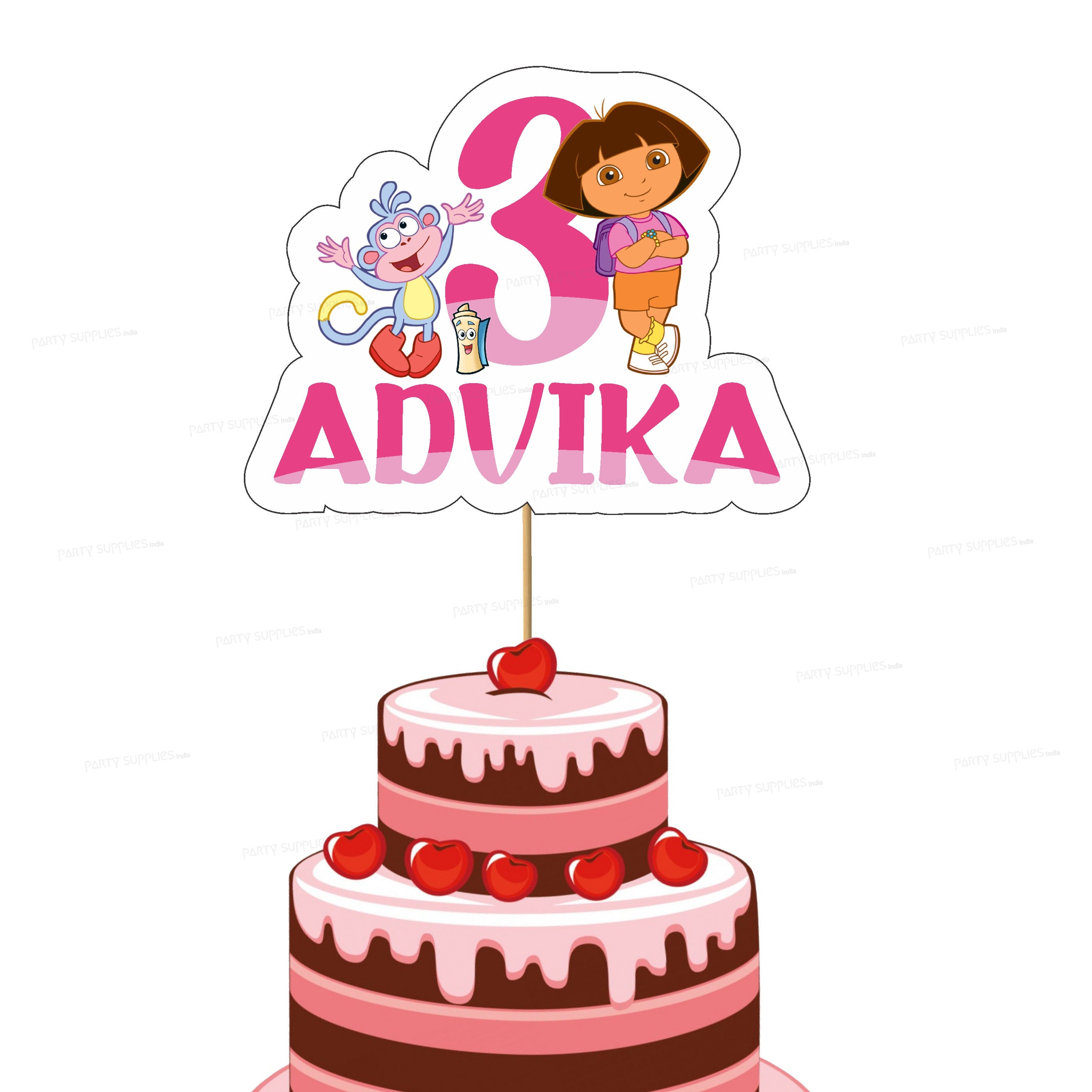 Dora Theme Customized Cake Topper