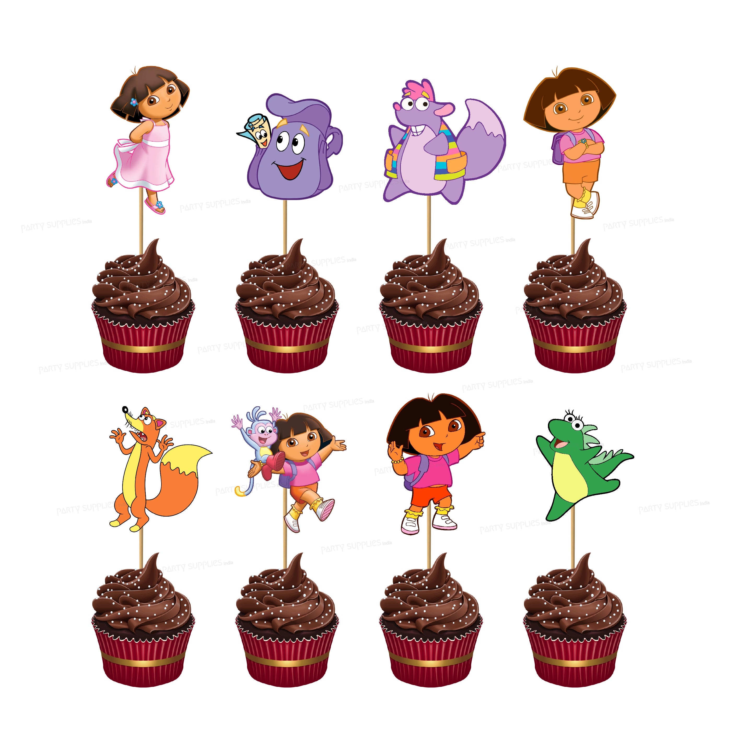 Dora Theme Cup Cake Topper