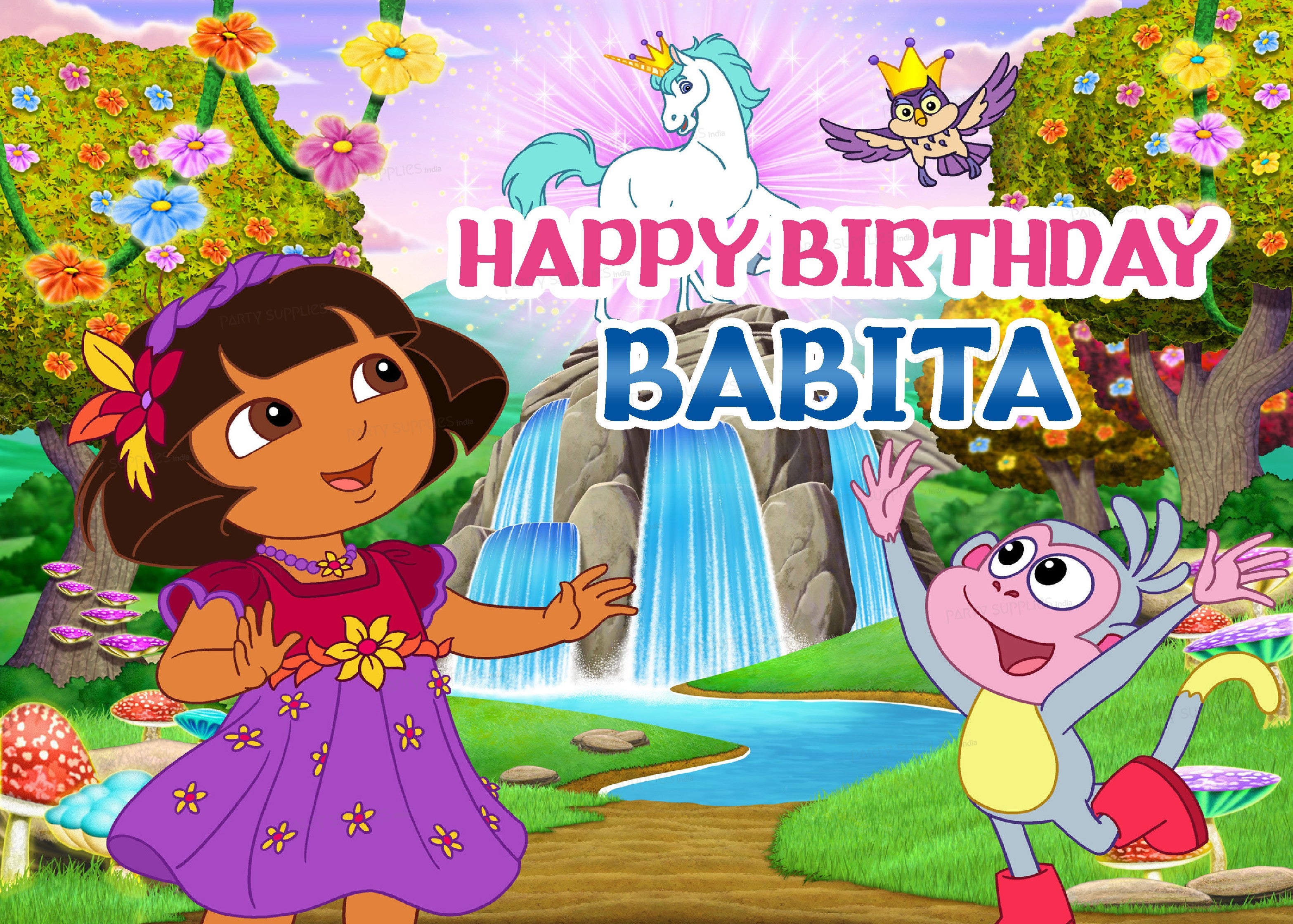 Dora Theme Personalized Backdrop