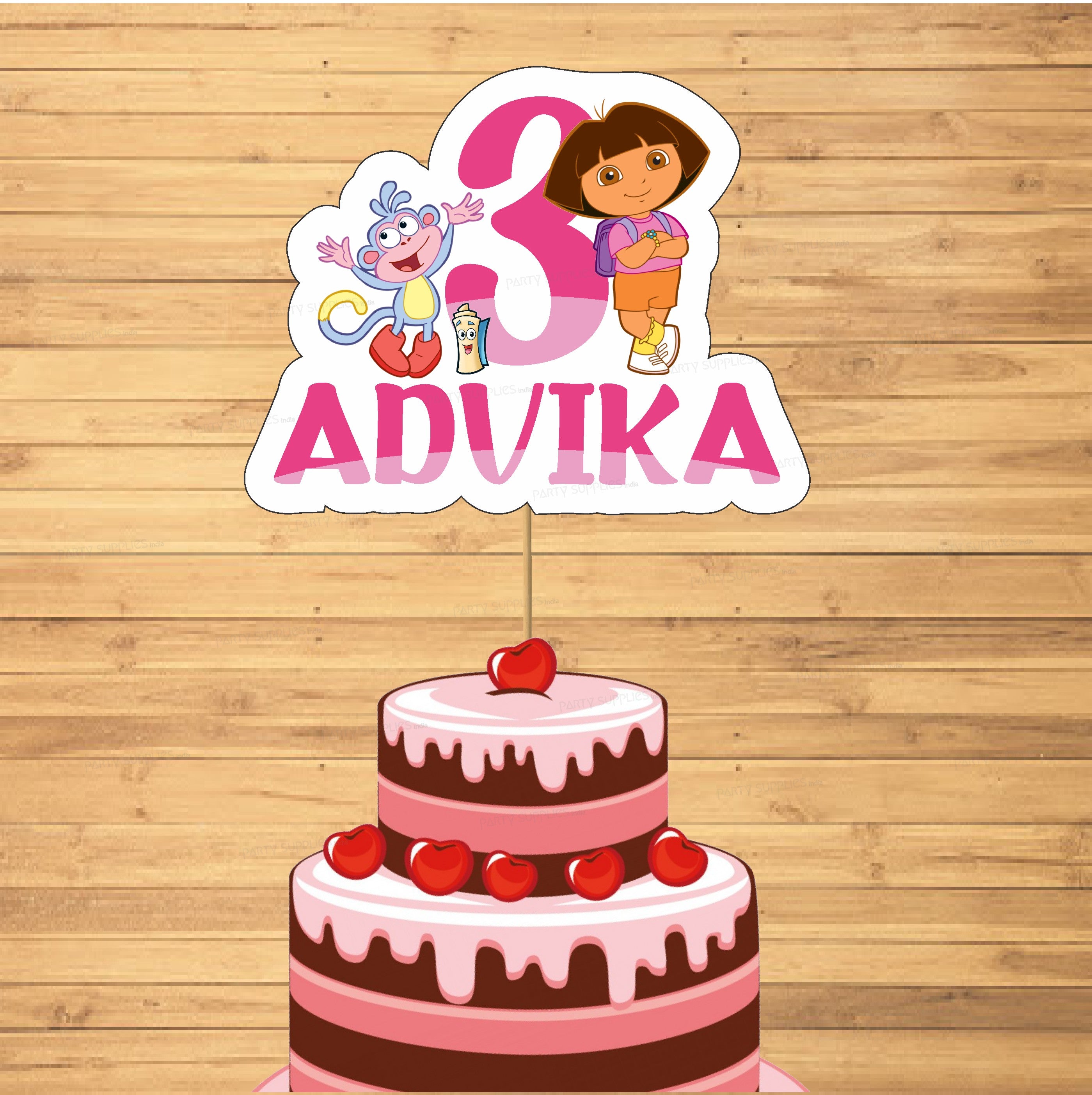 Dora Theme Customized Cake Topper