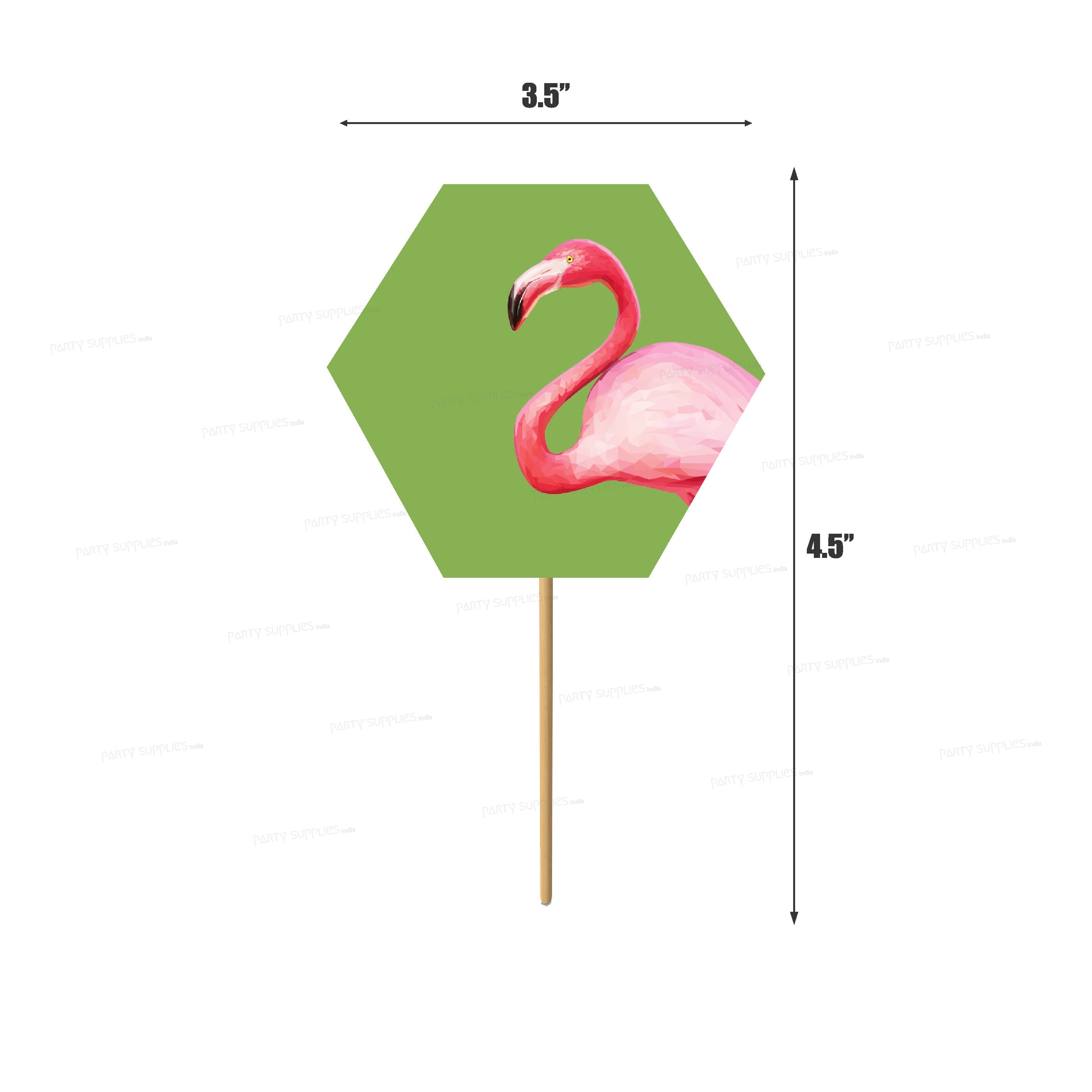 Flamingo Theme Characters Cup Cake Topper