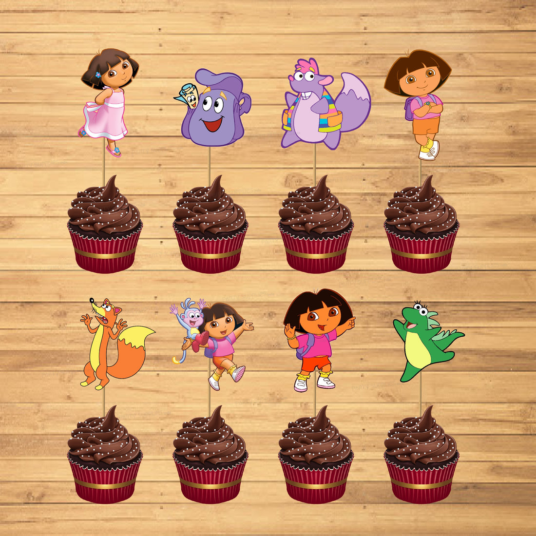 Dora Theme Cup Cake Topper