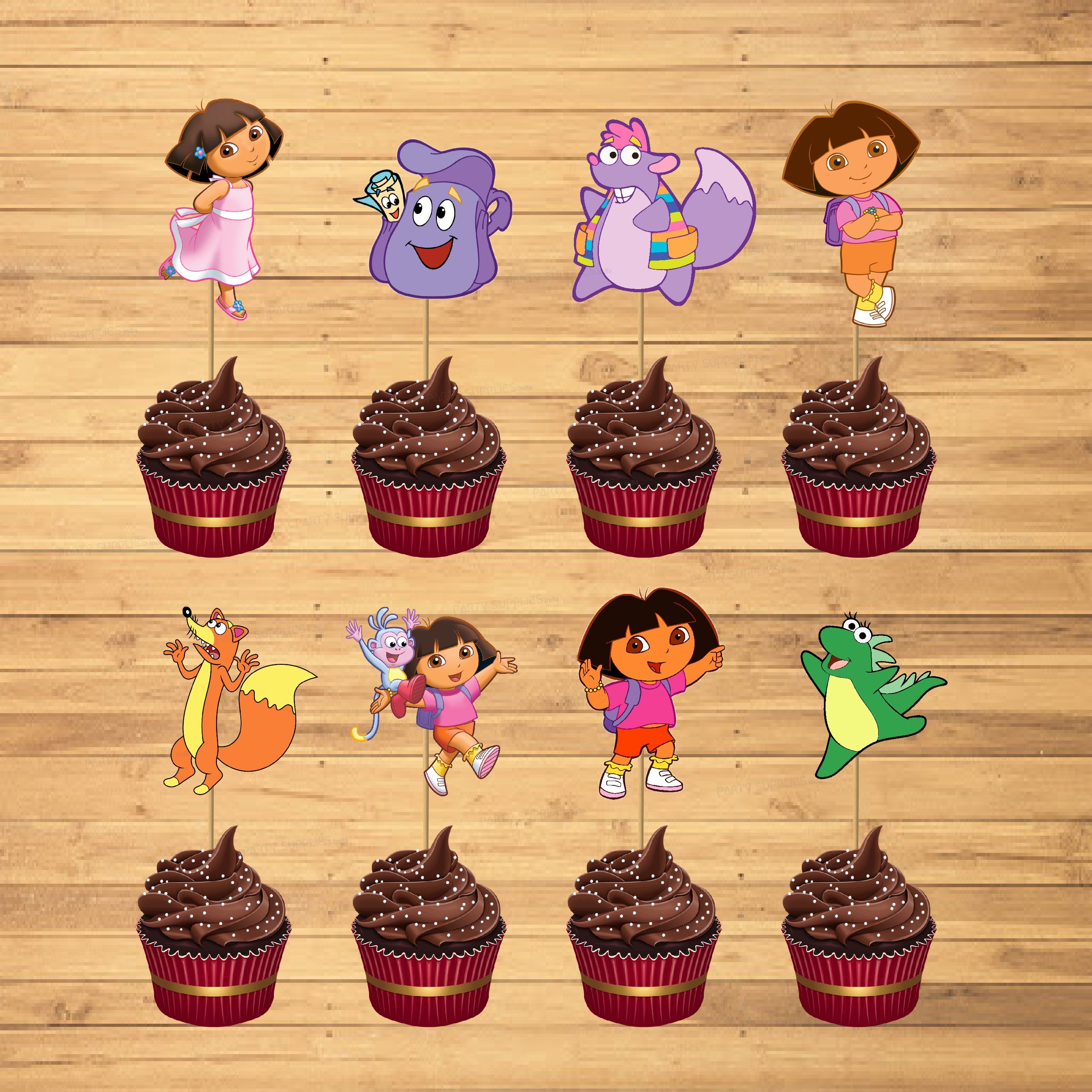 Dora Theme Cup Cake Topper
