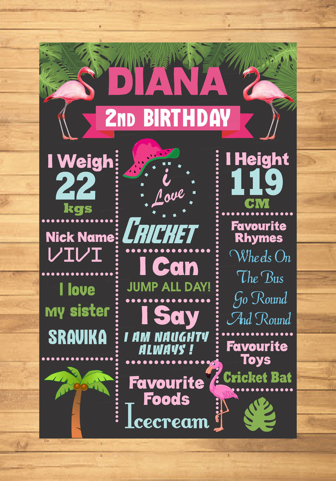 Flamingo Theme Chalk Board