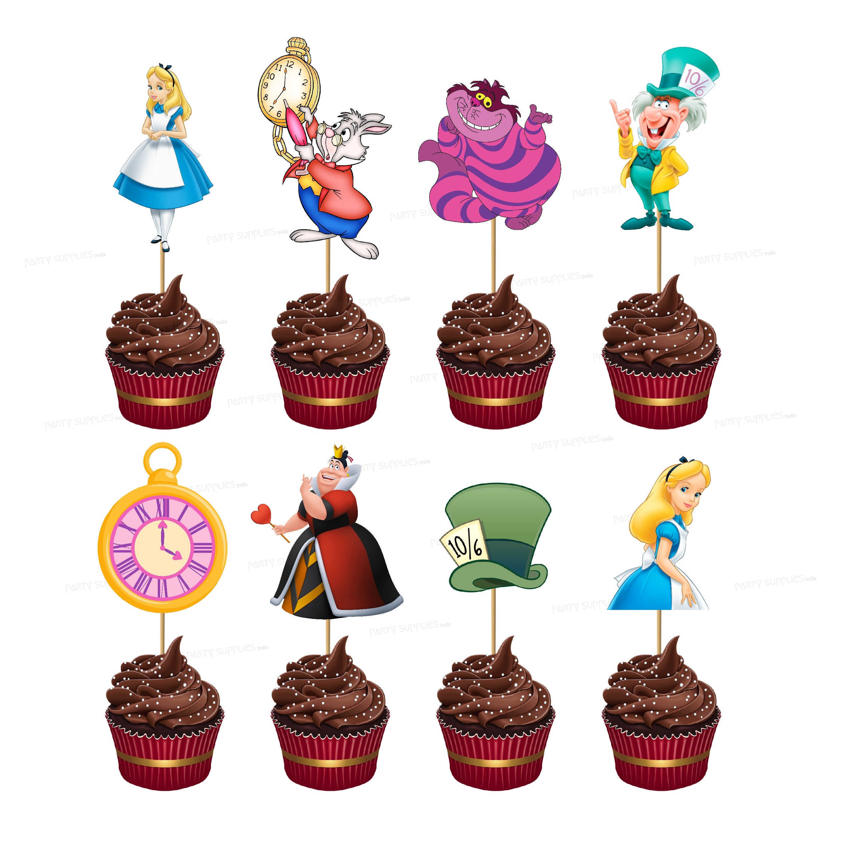 Alice in Wonderland Customized cup cake topper
