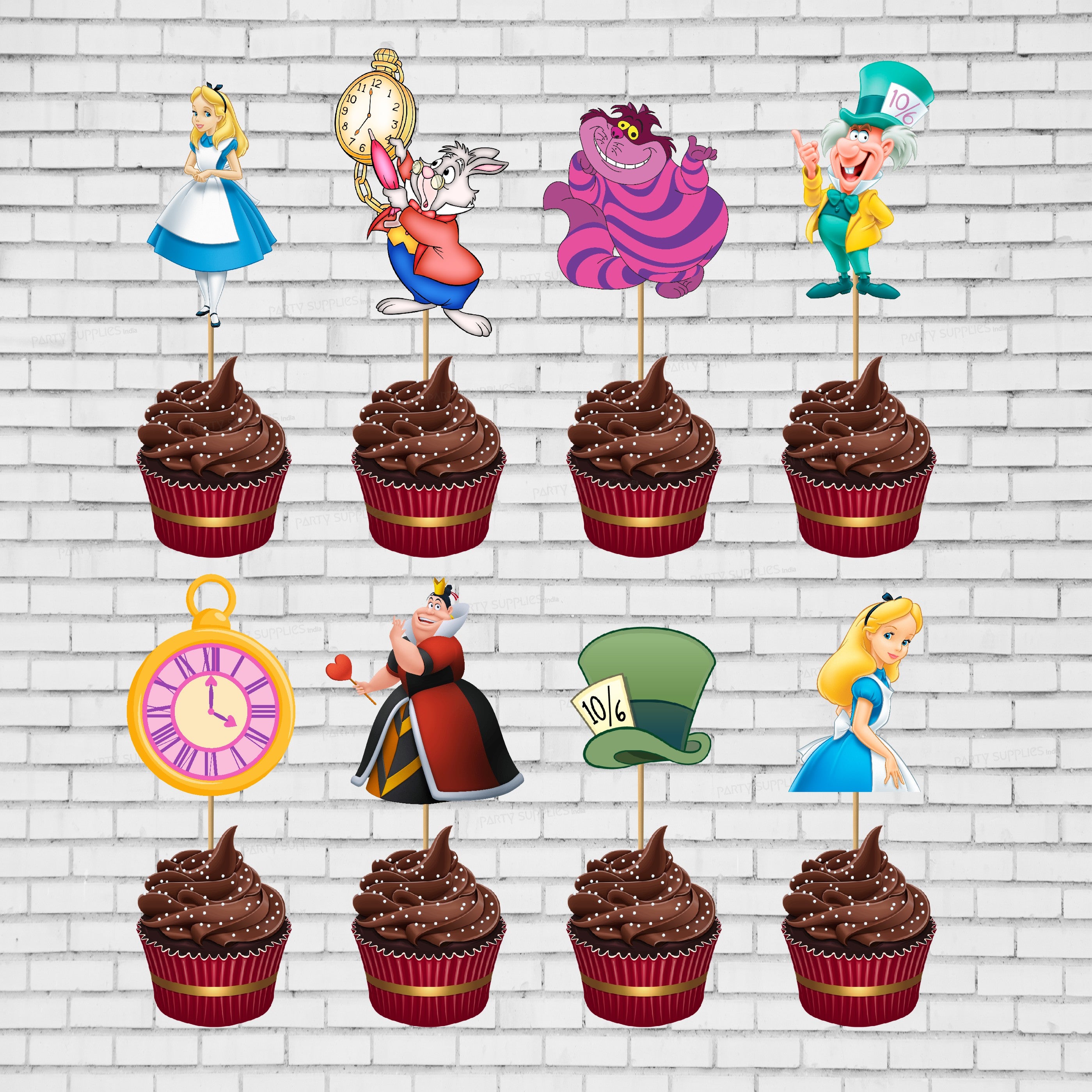 Alice in Wonderland Customized cup cake topper
