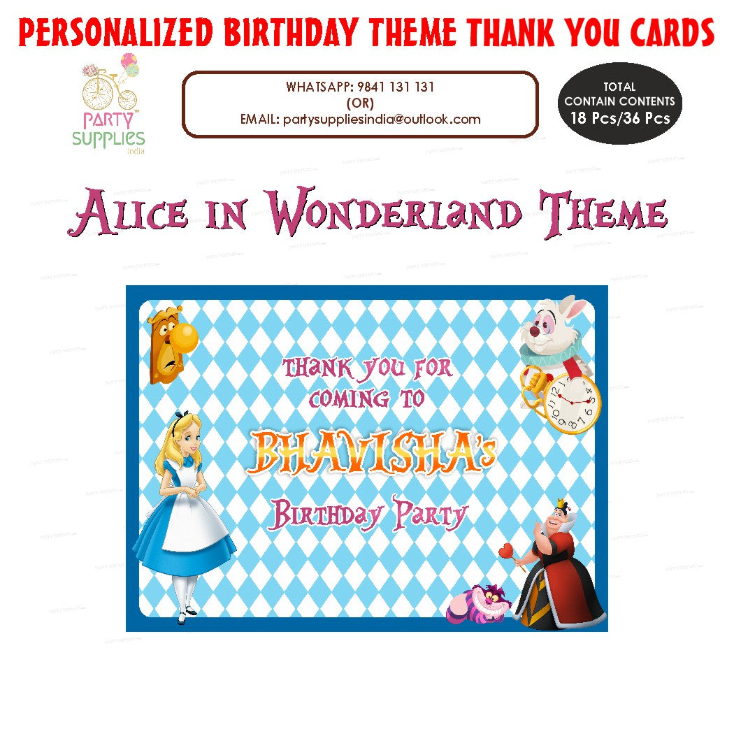 Alice in Wonderland Theme Thank You Card