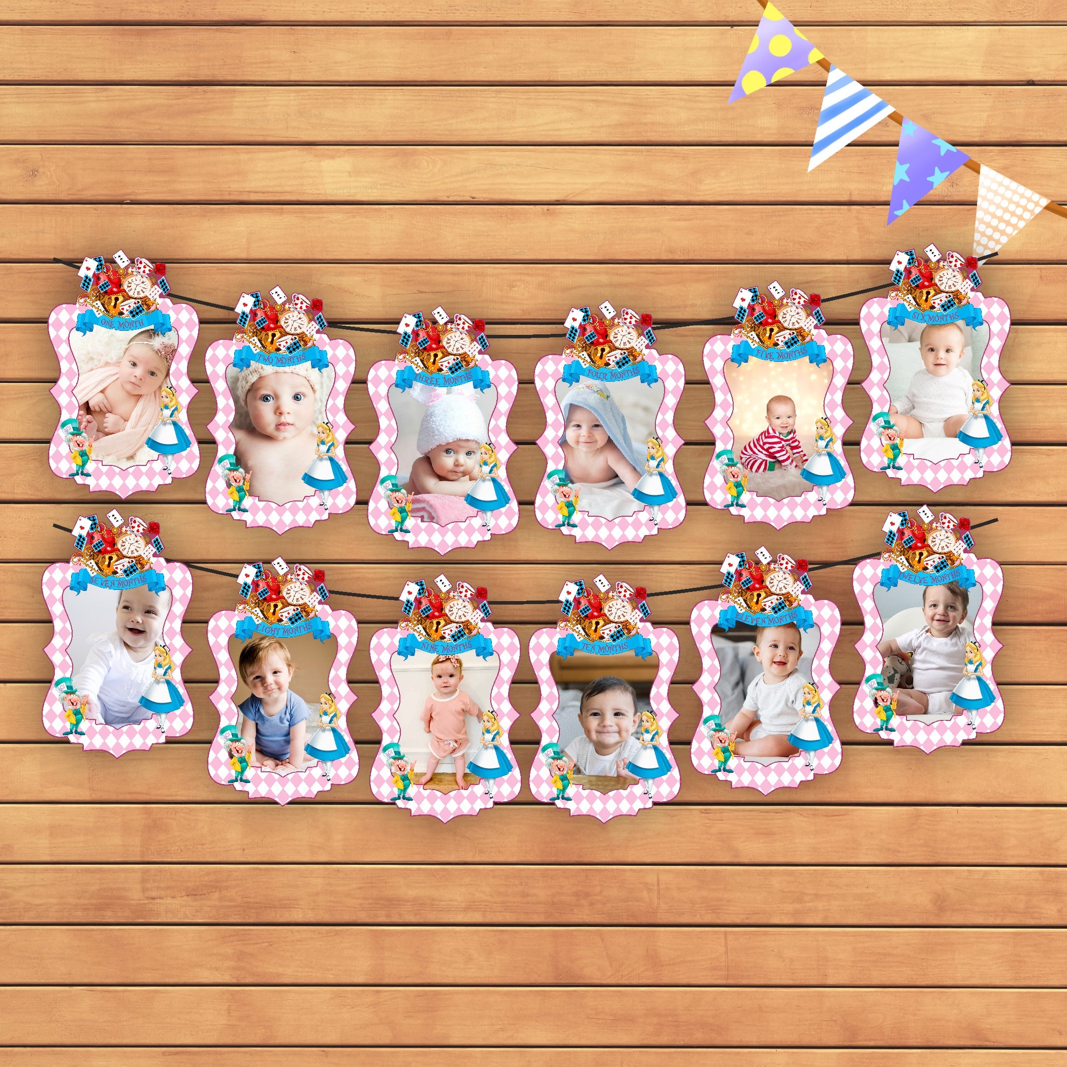 Alice in Wonderland Theme 12 Months Photo Banner