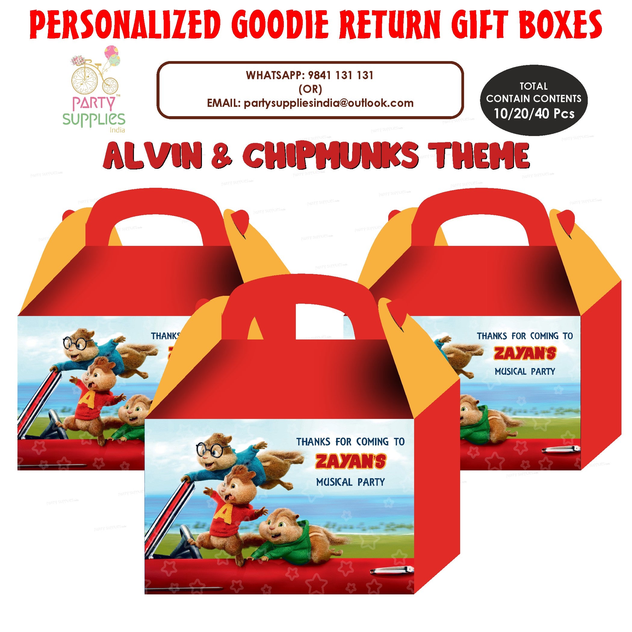 Alvin and Chipmunks theme Goodie Return Gift Boxes