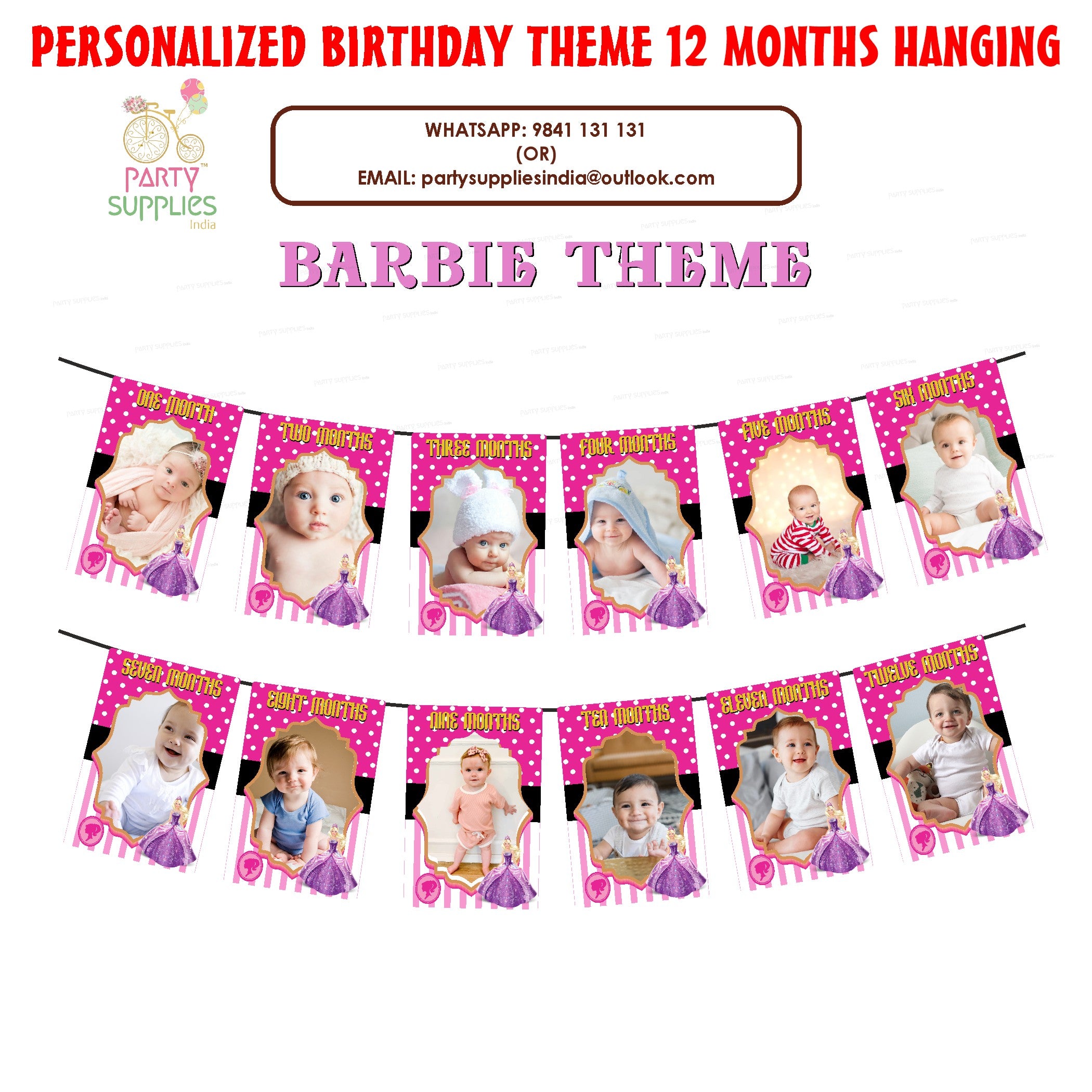 Barbie Theme 12 Months Photo Banner