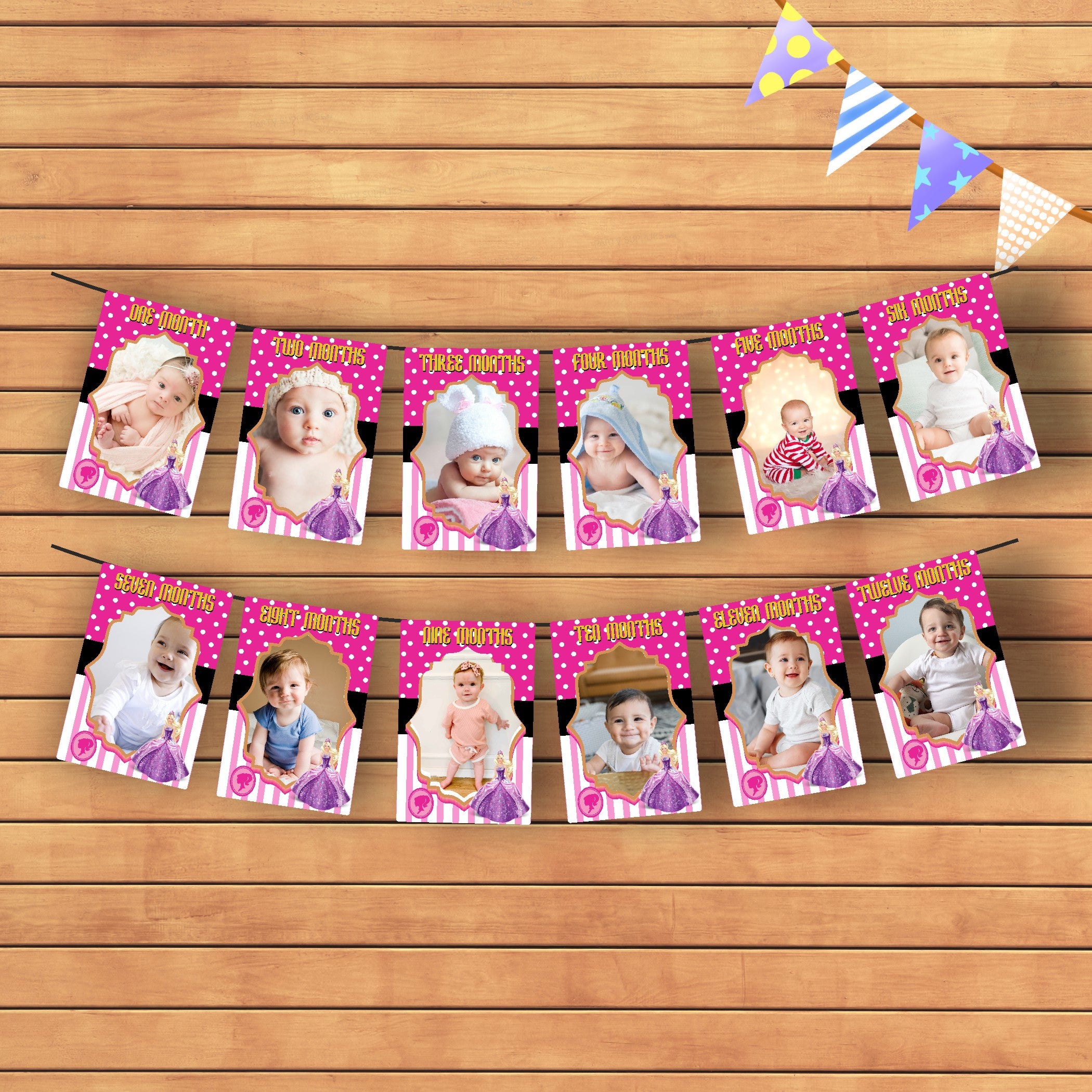 Barbie Theme 12 Months Photo Banner