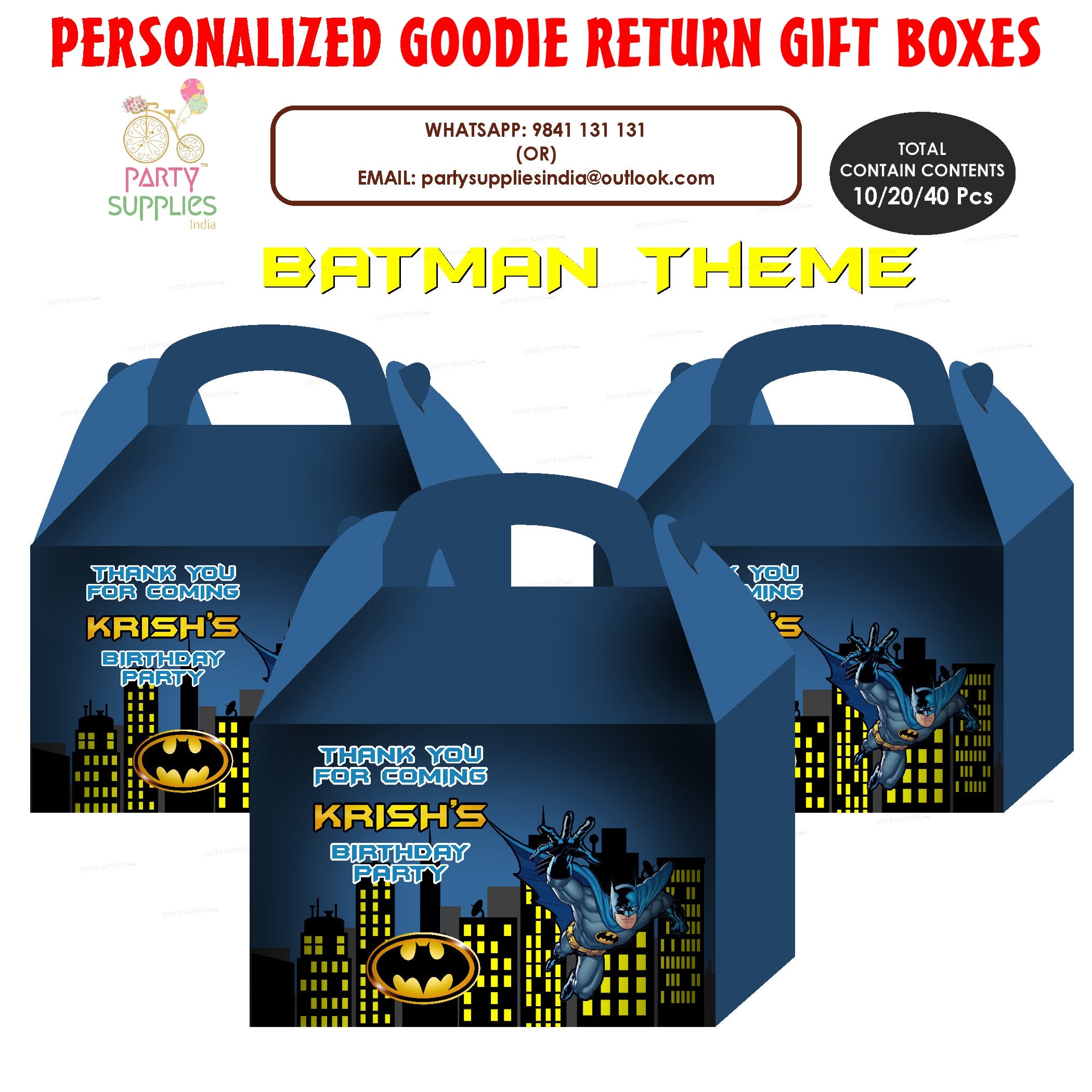 Batman Theme Goodie Return Gift Boxes