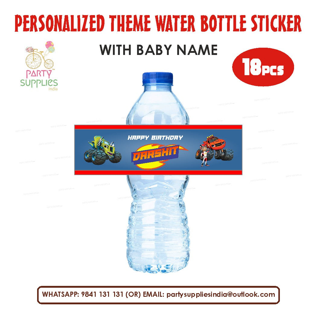 BLAZE AND THE MONSTER MACHINES THEME WATER BOTTLE STICKER
