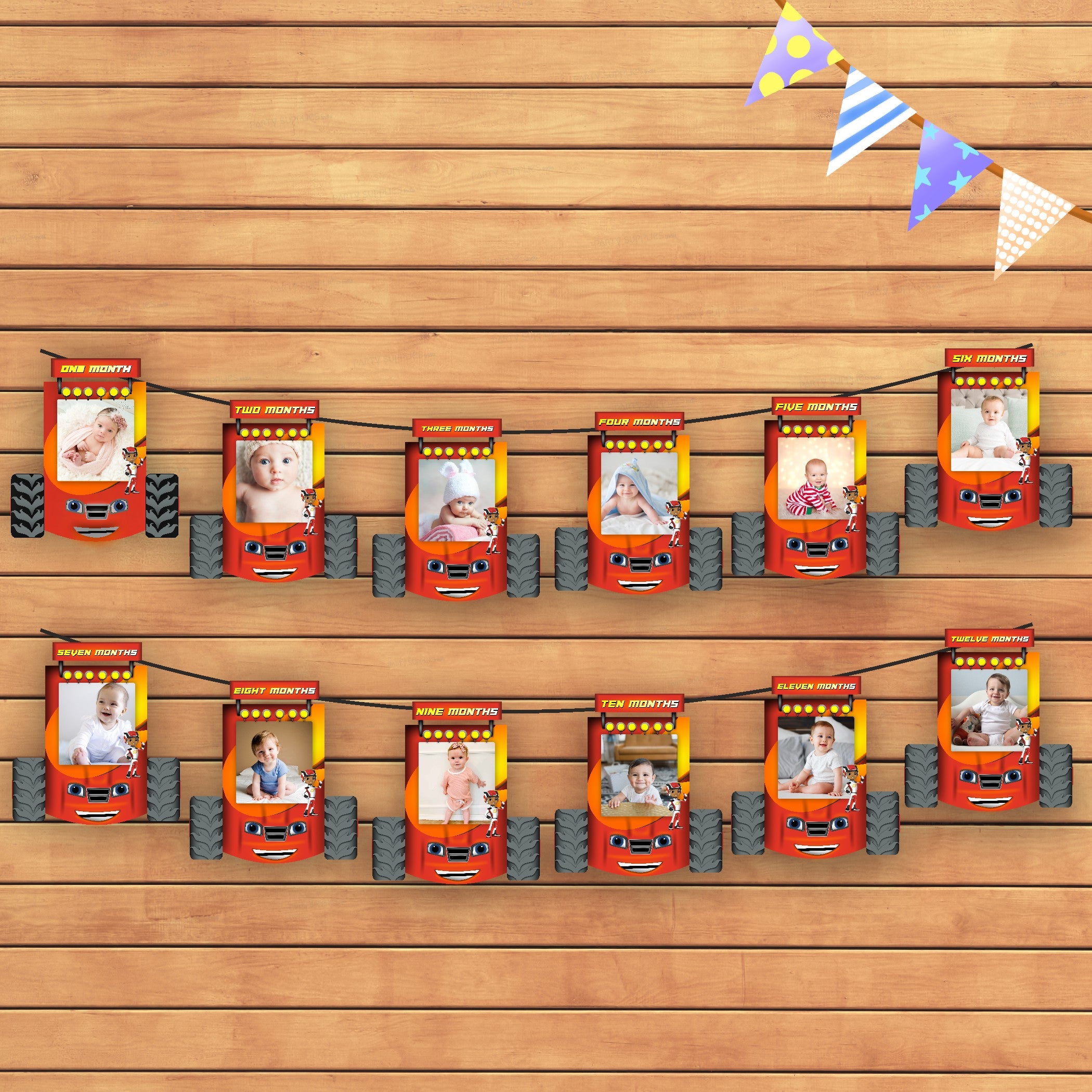 Blaze and the Monster Theme 12 Months Photo Banner