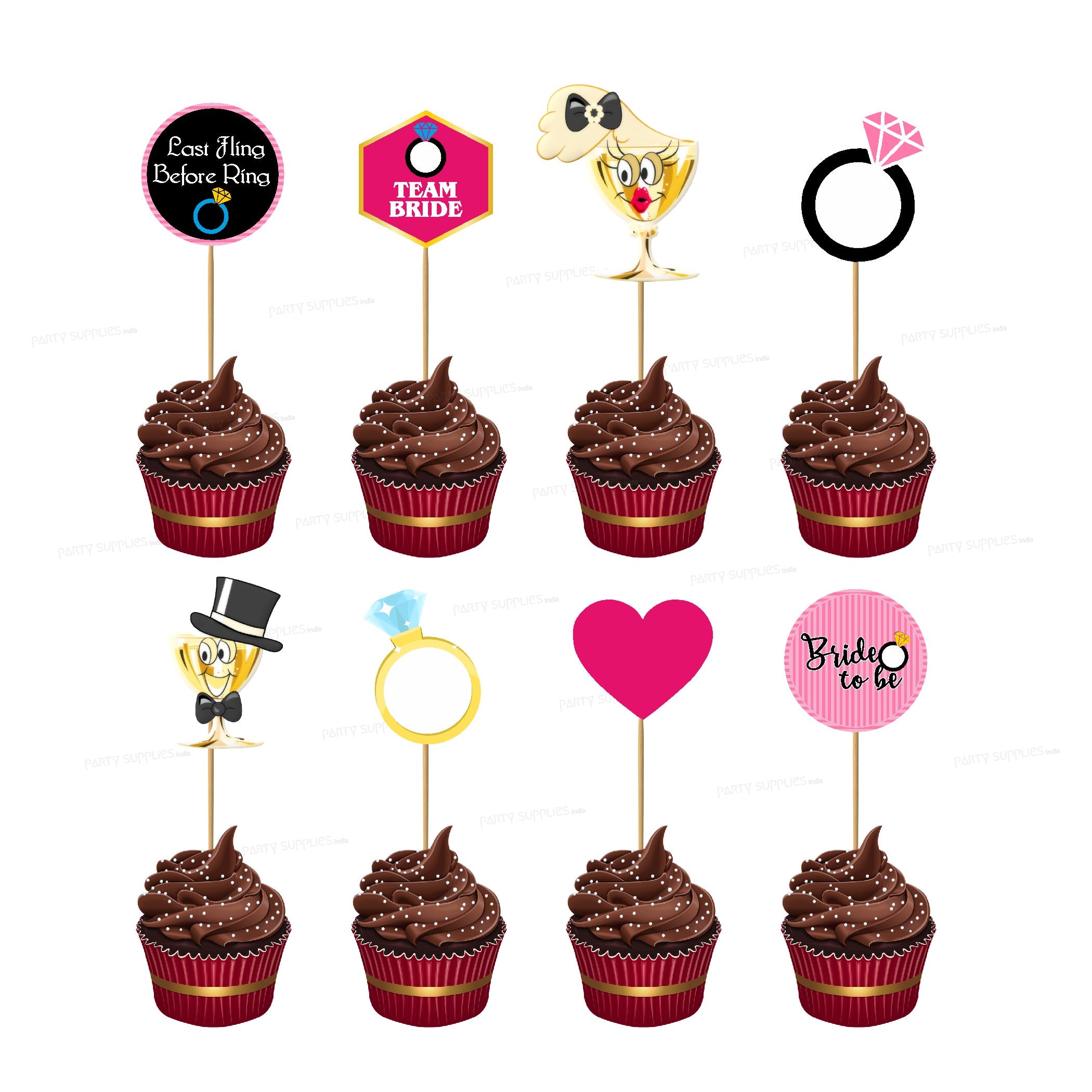 Bride to Be Theme Cup Cake Topper