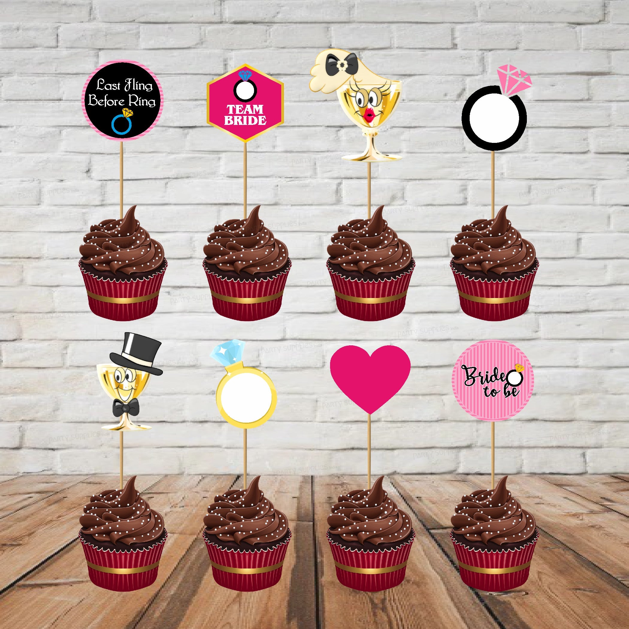 Bride to Be Theme Cup Cake Topper