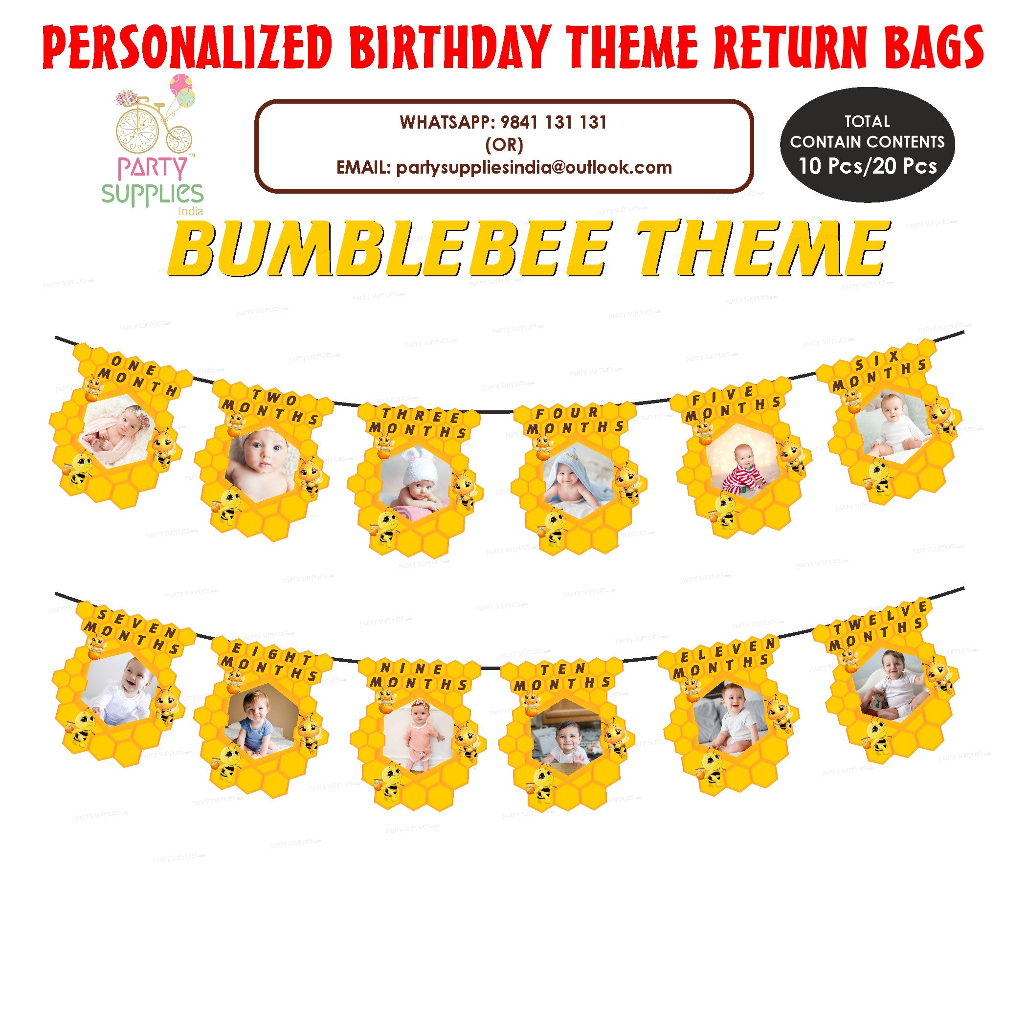 Bumble Bee Theme 12 Months Photo Banner