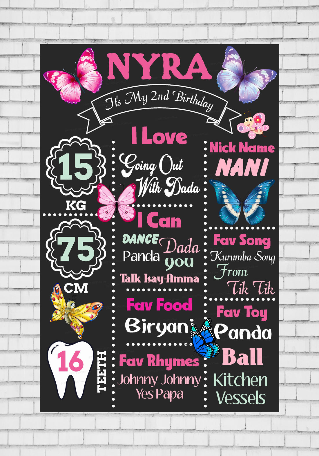 Butterfly Theme Chalk Board