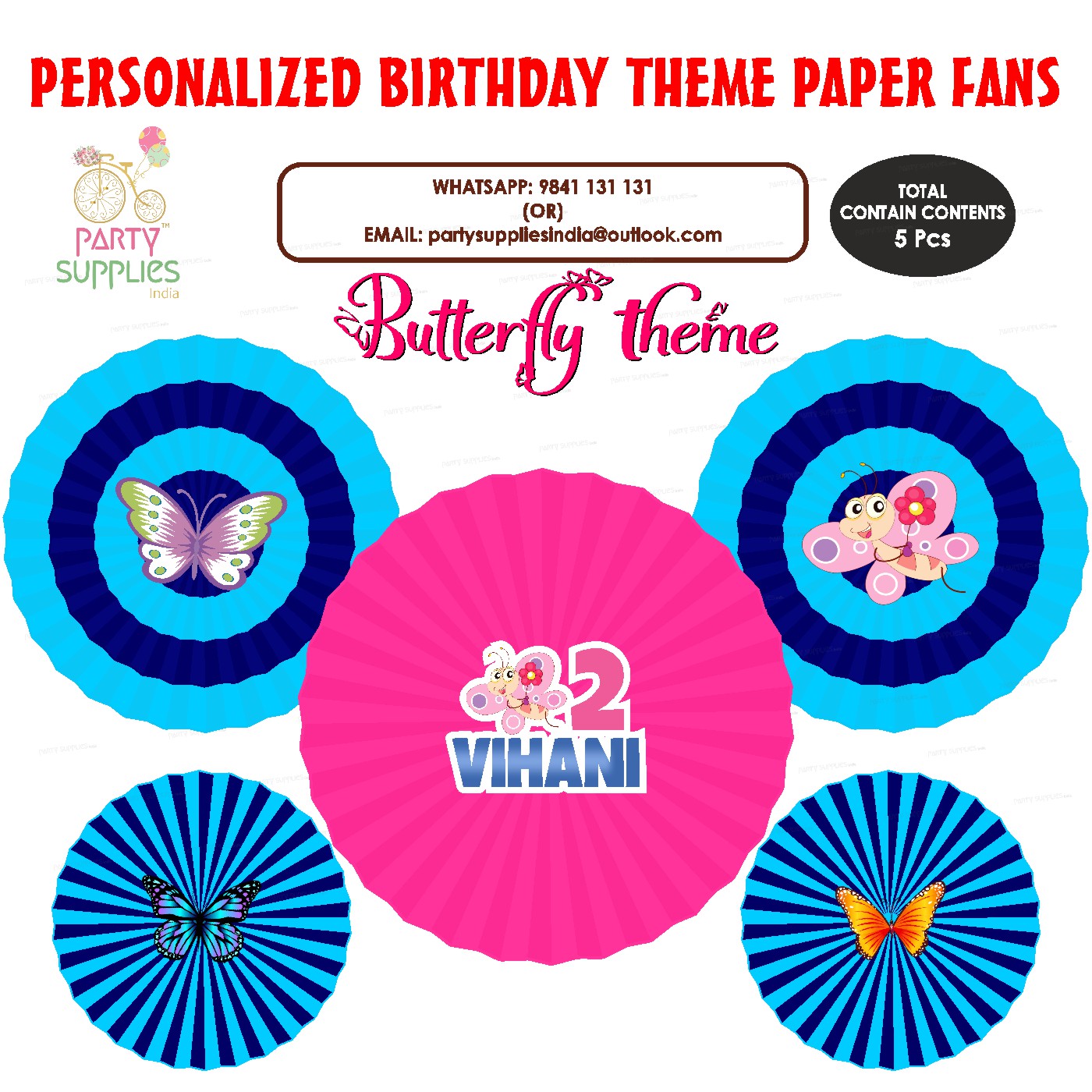 Butterfly Theme Paper Fan