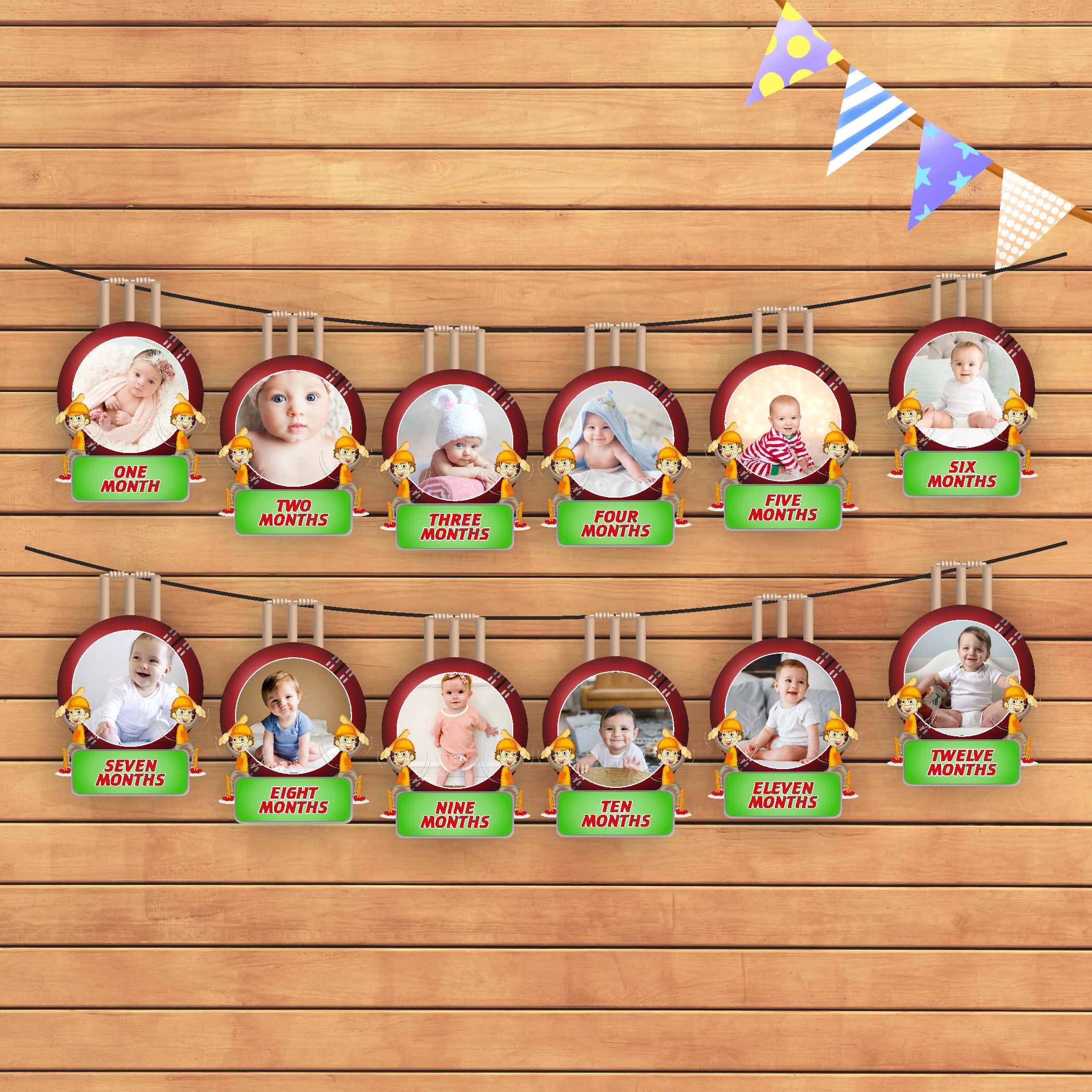 Cricket Theme 12 Months Photo Banner