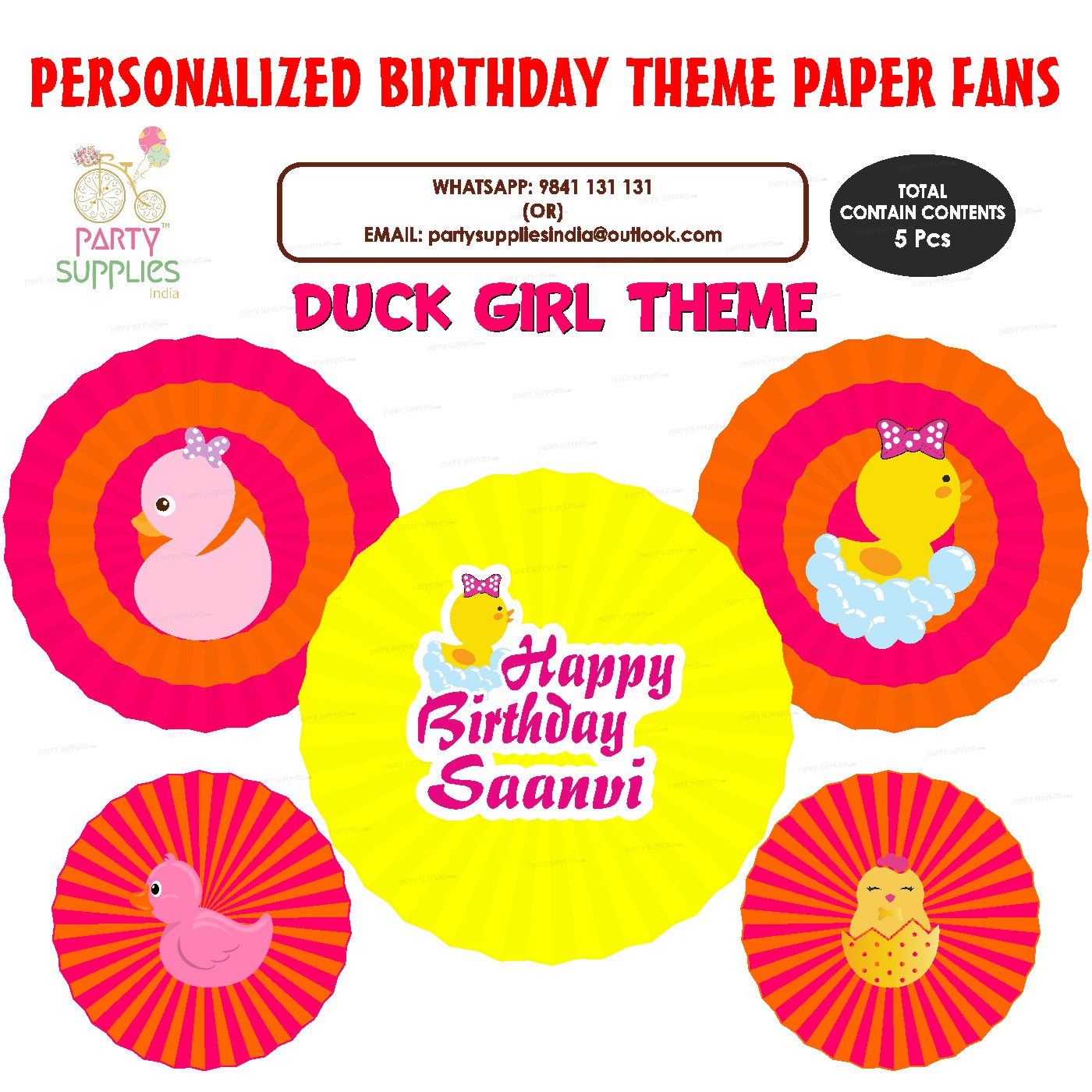 Duck Theme Girl Paper Fan