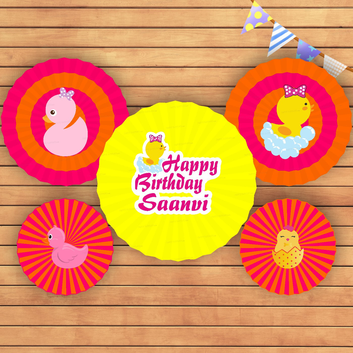 Duck Theme Girl Paper Fan