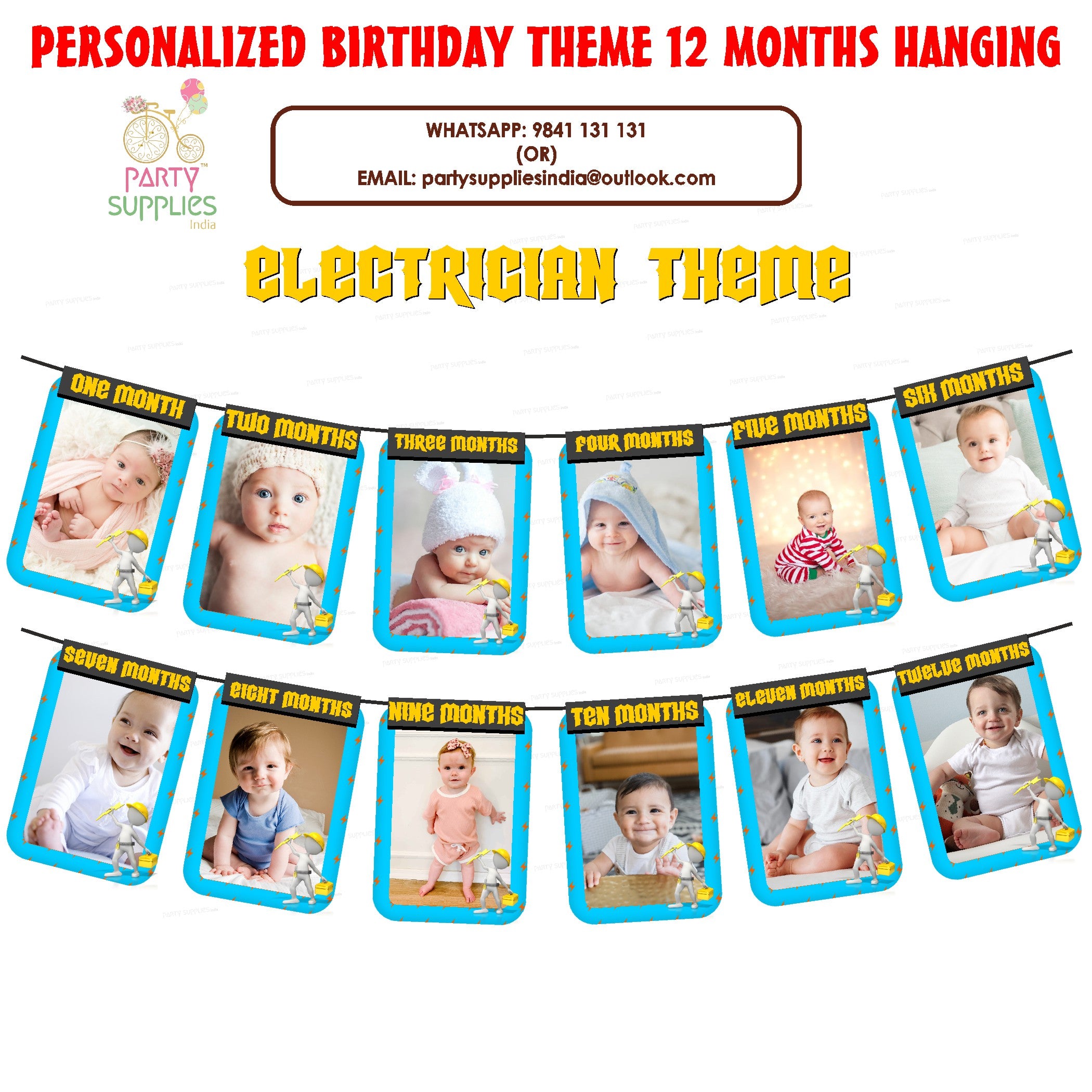 Electrician Theme 12 Months Photo Banner
