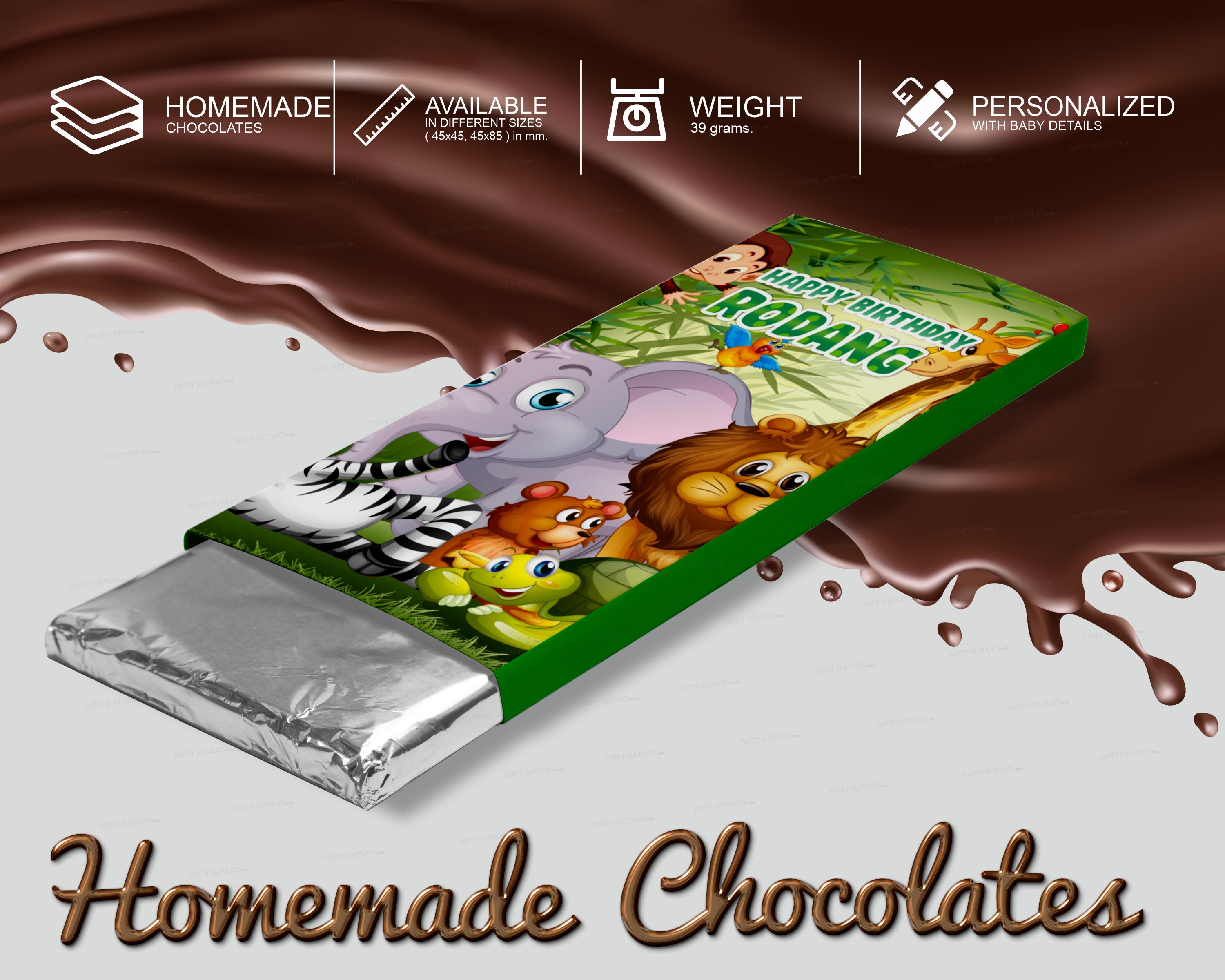 Jungle Theme Home Made Return Gift Chocolates