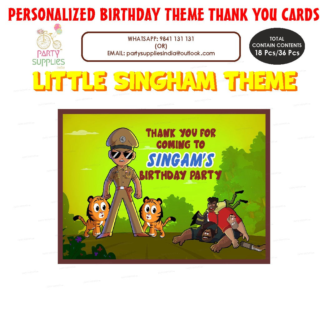 Little Singham Theme Thank You Card