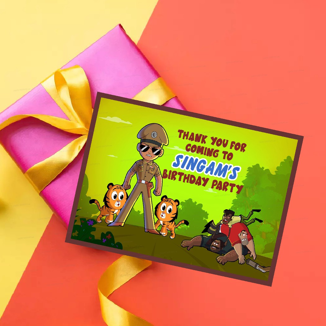 Little Singham Theme Thank You Card