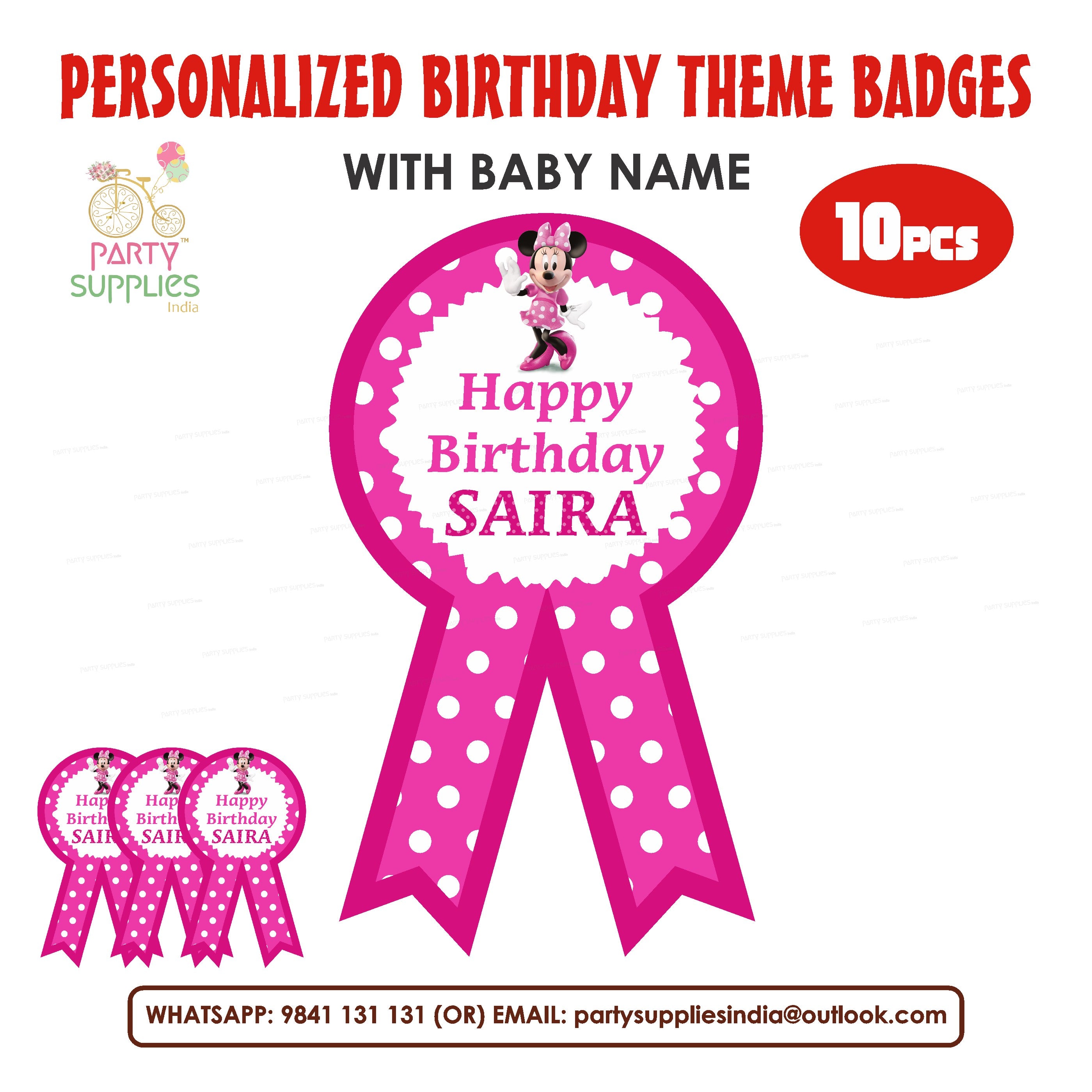 Minnie Mouse Theme Badges