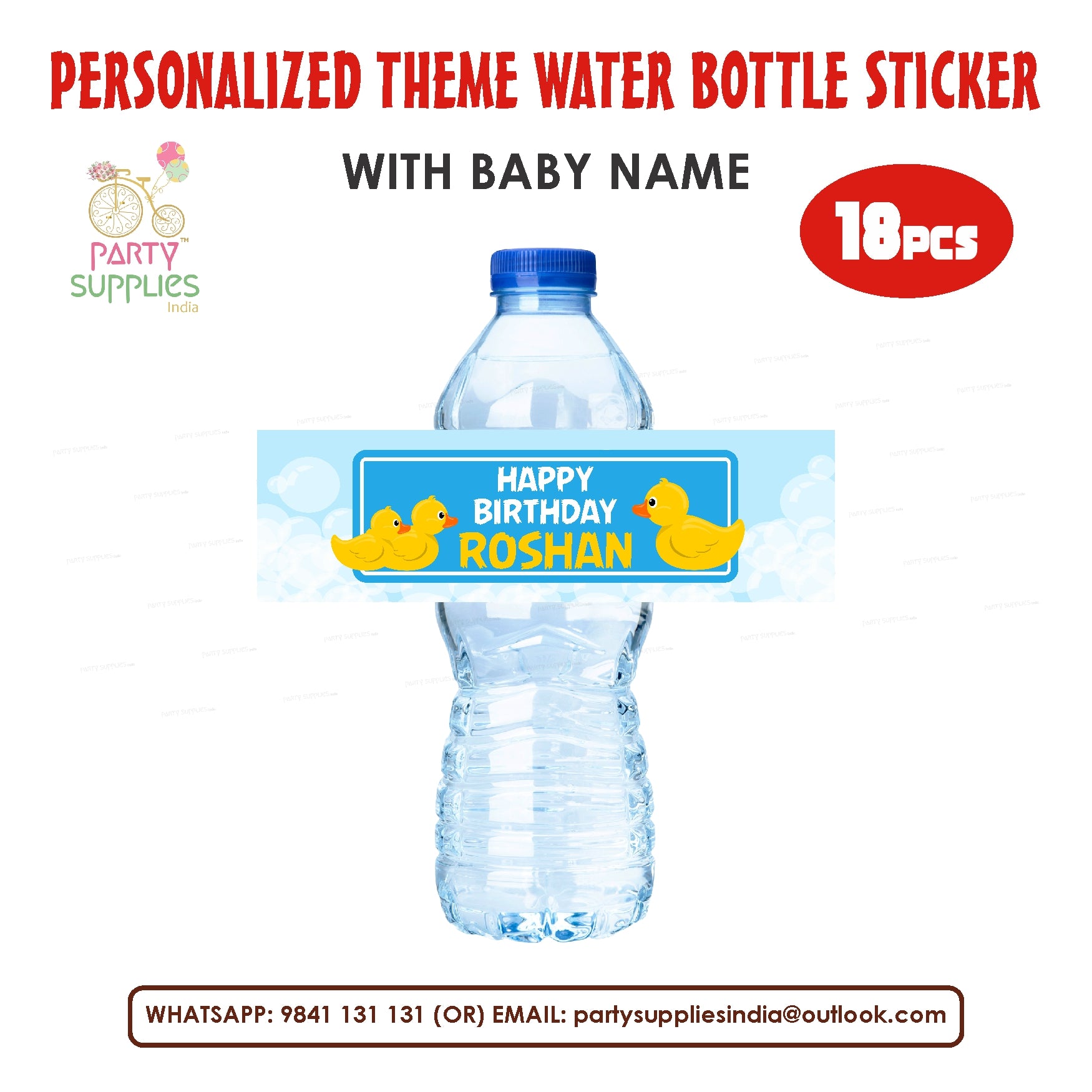 Duck Boy Theme Water Bottle Sticker